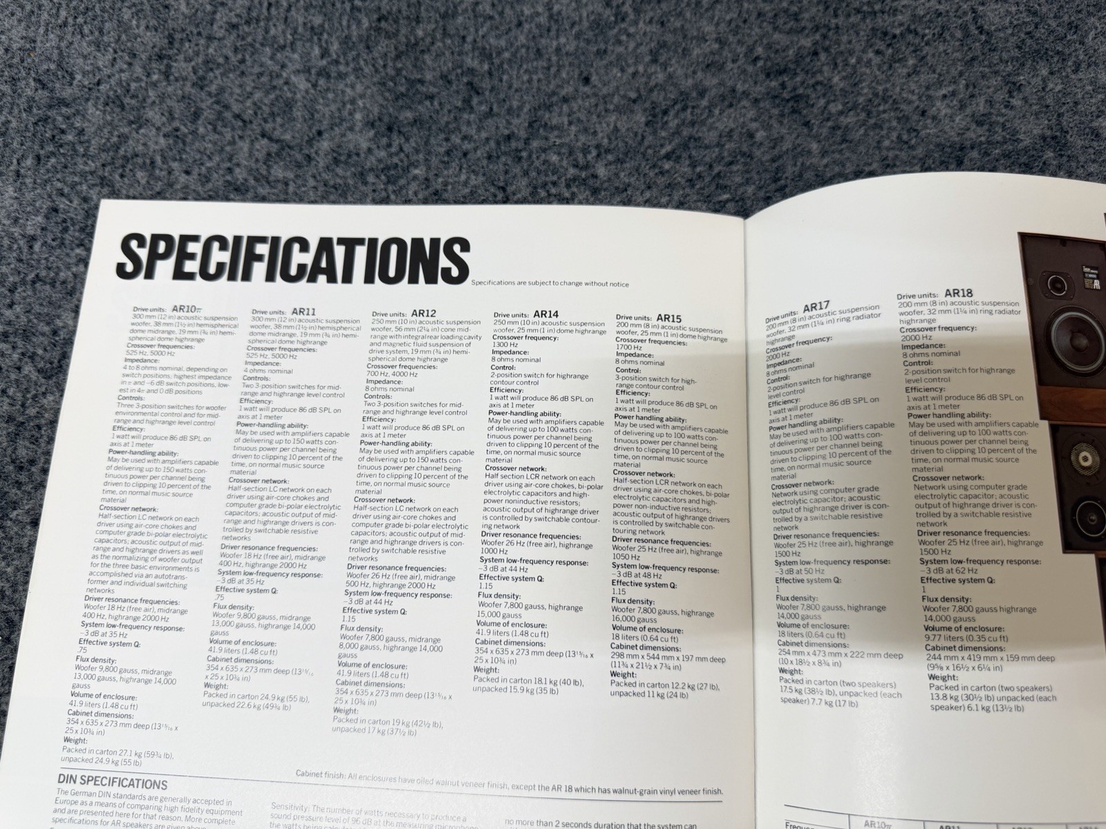 ⭐️Original 1977 Acoustic Research Speaker Dealer Brochure Lineup AR10 Thru AR18