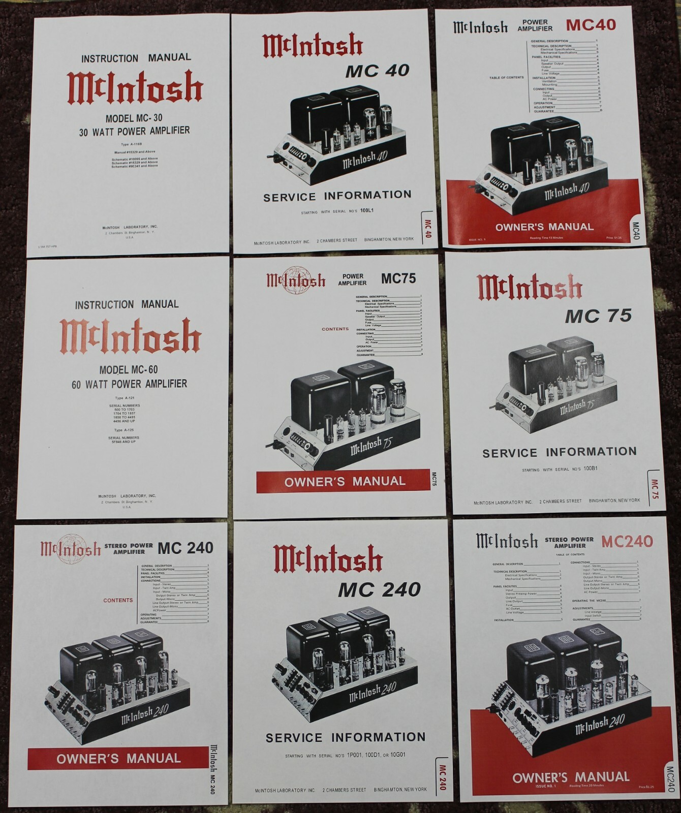 *USA* ULTIMATE MCINTOSH MC225 OWNER’S / MAINTENANCE MANUAL