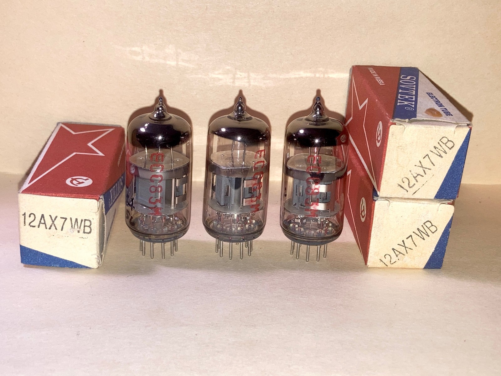 Sovtek 12AX7WB ECC83 Tubes, Closely Matched Trio, Tested, NOS/NIB, Soviet Era