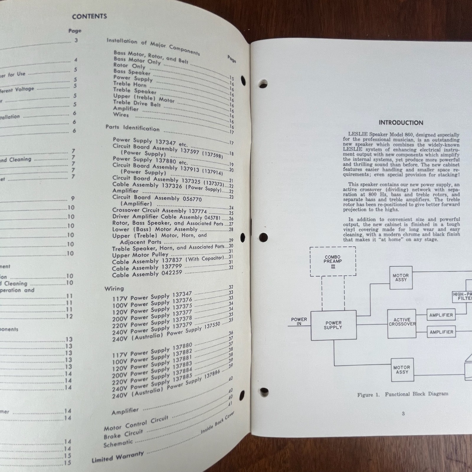 VINTAGE 1970’S LESLIE SPEAKER MODEL 860 SERVICE MANUAL