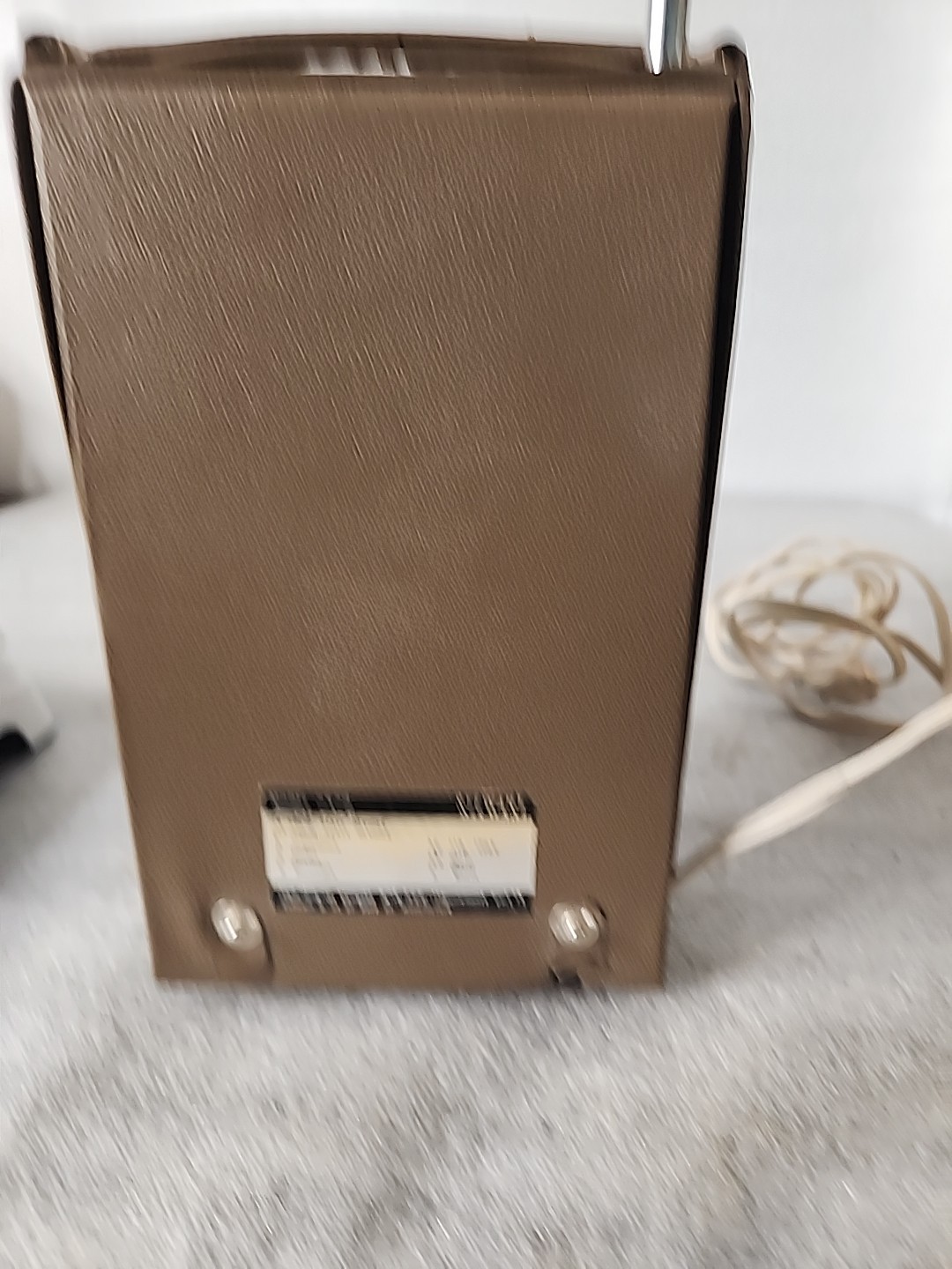 Vintage – 8″ Stewart AM/FM Radio Tan Case, Plug In/Battery Powered, See Descript