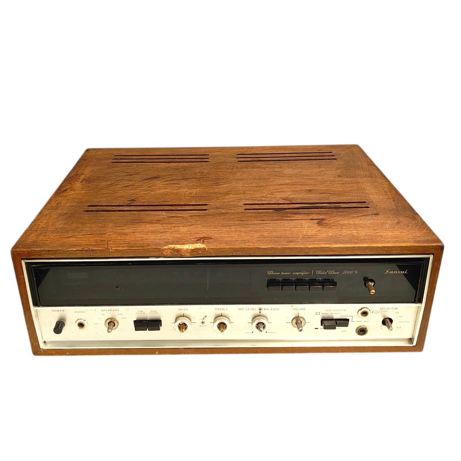 Sansui 5000X Stereo Receiver Wood Vintage Powers On Untested
