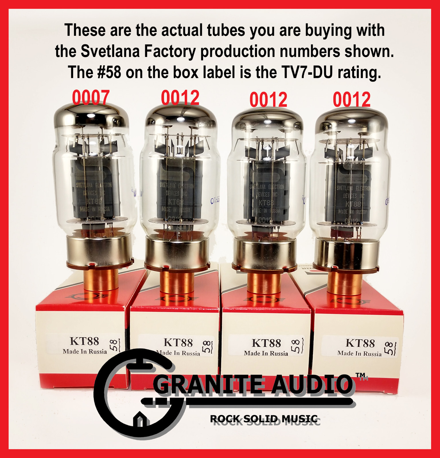 SVETLANA KT88 MATCHED QUAD NEW, RARE ORIGINAL SED WINDED =C=. All Test 58 on TV7
