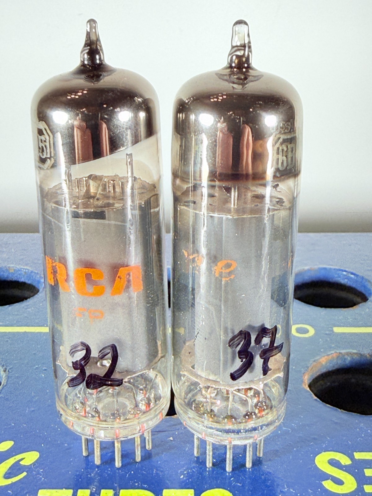 Matched Pair RCA 7189 EL84 6BQ5 Disk Getter Tested Good Tube