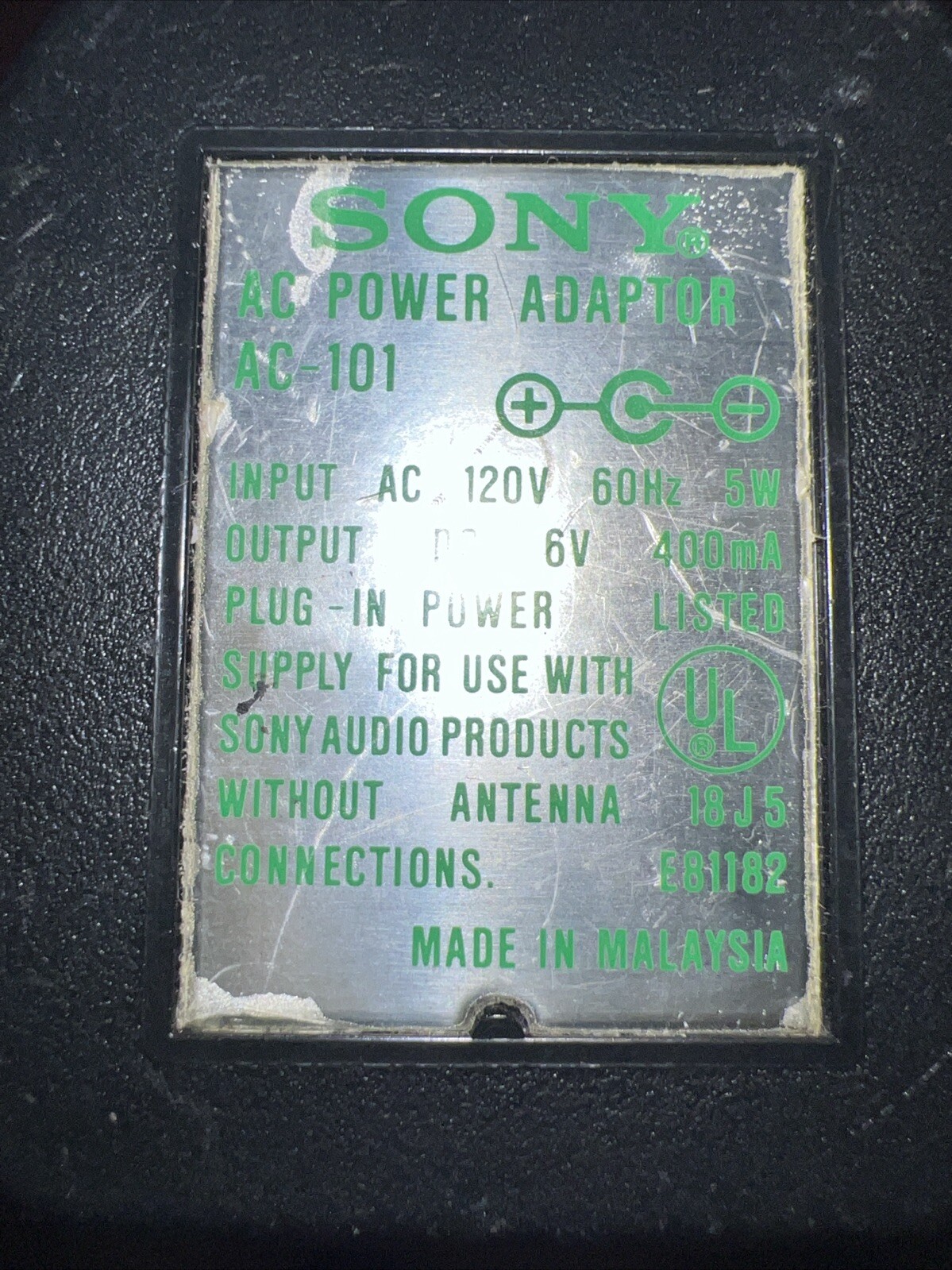 Sony AC-101 AC Power Adaptor 5V Black See Descript