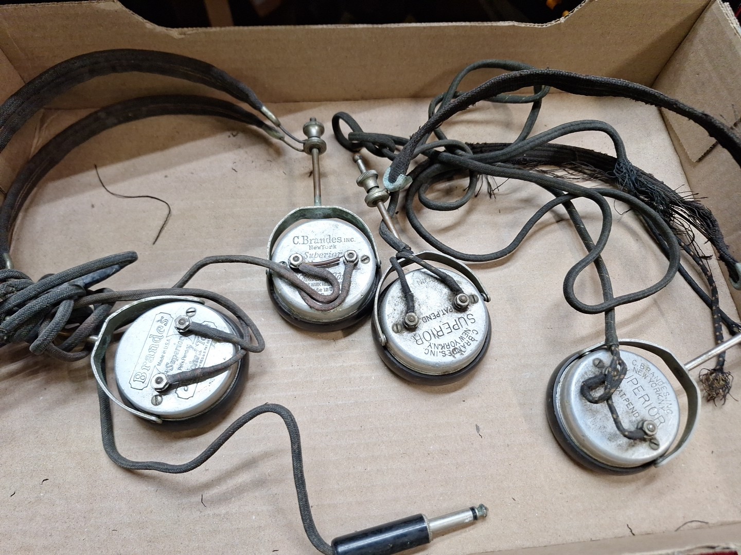 Vintage Headphones Head Phones For Early Battery Radio TRF OPEN