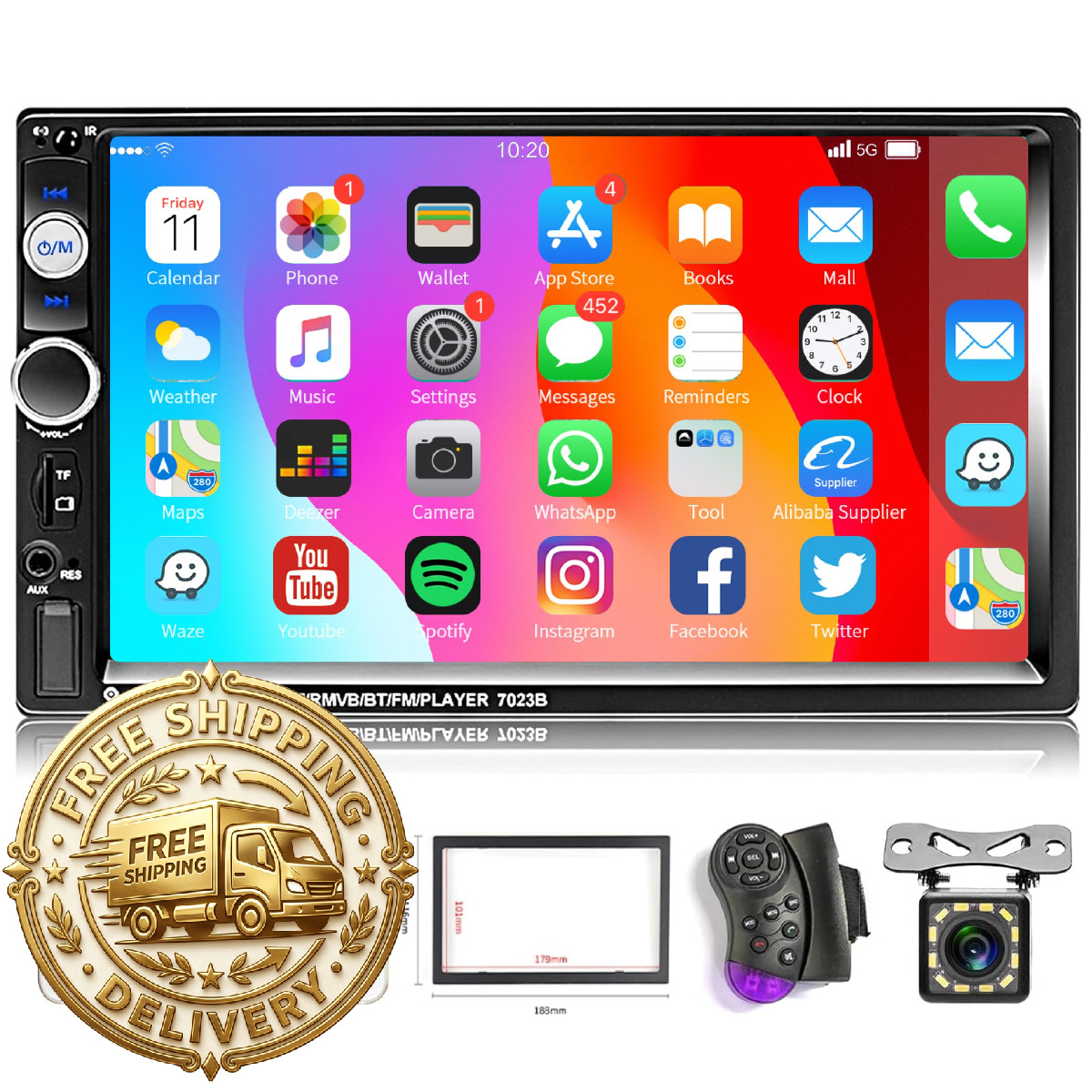 Hodozzy Double Din Car Stereo 7-Inch Touch Screen Car Radio Bluetooth Indash 2