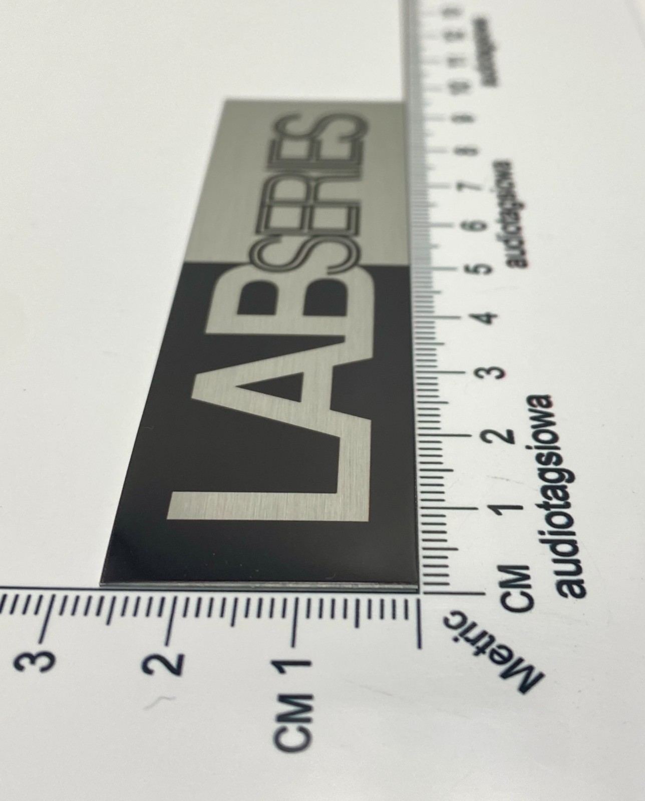 LabSeries Amplifier Badge Insert Custom Made Aluminum Self Stick Lab Series