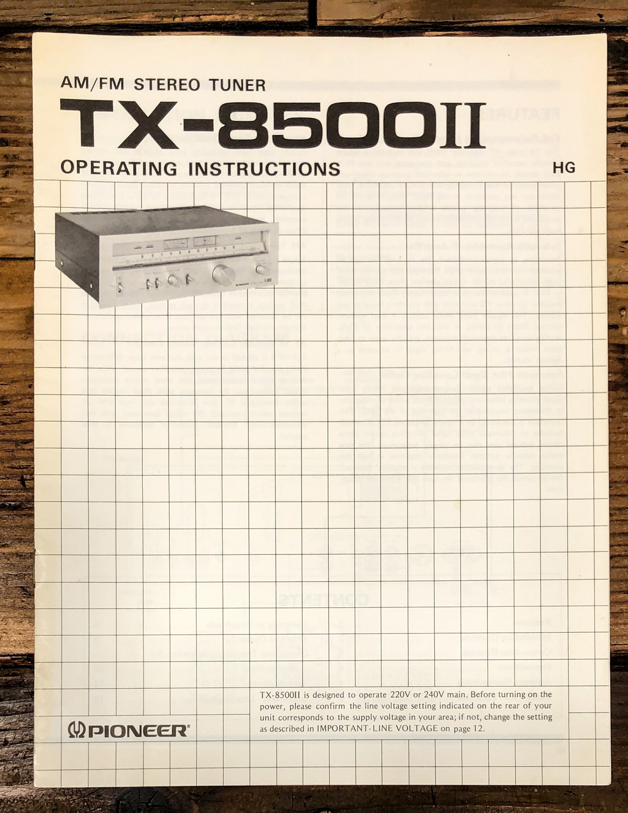 Pioneer TX-8500 MK2 II Tuner Owners / User Manual *Original*