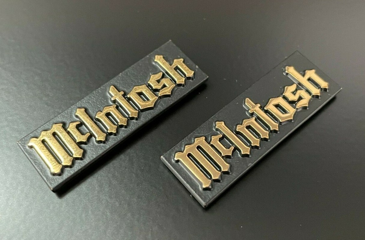 McINTOSH 35MM 24K-GOLD/BLACK PLATED LOGO EMBLEM LABEL BADGE – Reproduction _ DIY