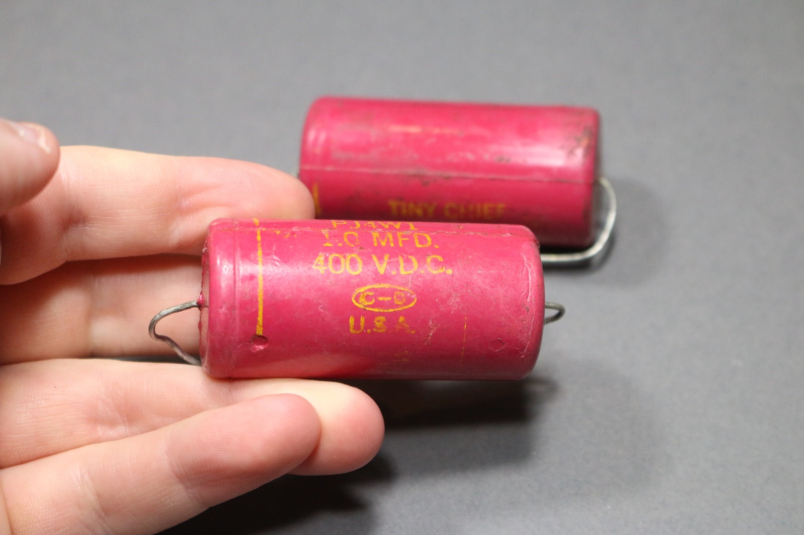Pair Vintage Cornell-Dubilier Tiny Chief 1.0 uF 400V Capacitor Tube Amp Tested