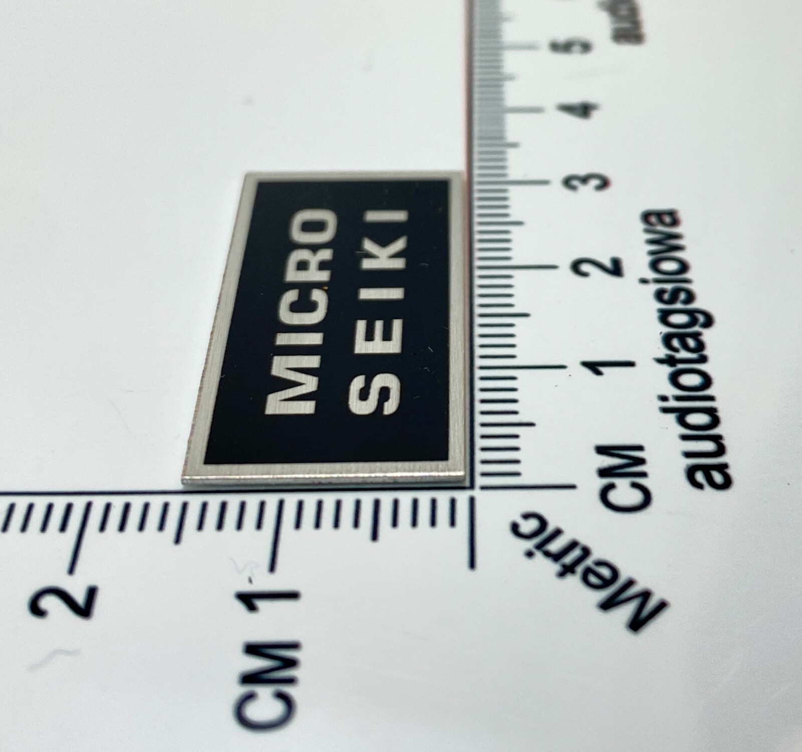 Micro Seiki Silver Logo Badge For Dust Cover Custom Made Metal 30mm x 15mm