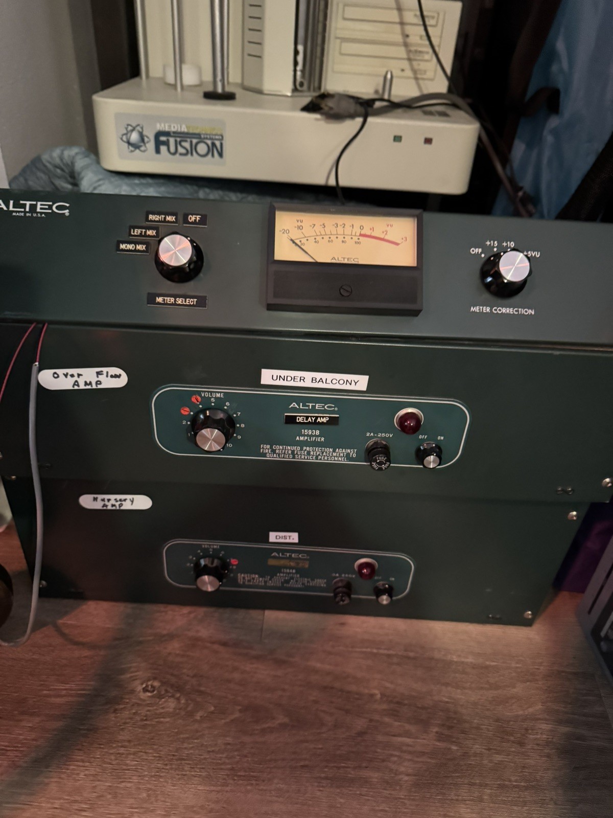 ALTEC vintage Audio Gear Lot 1593B, 1594B Power Amps. 1552a Meter Panel TESTED