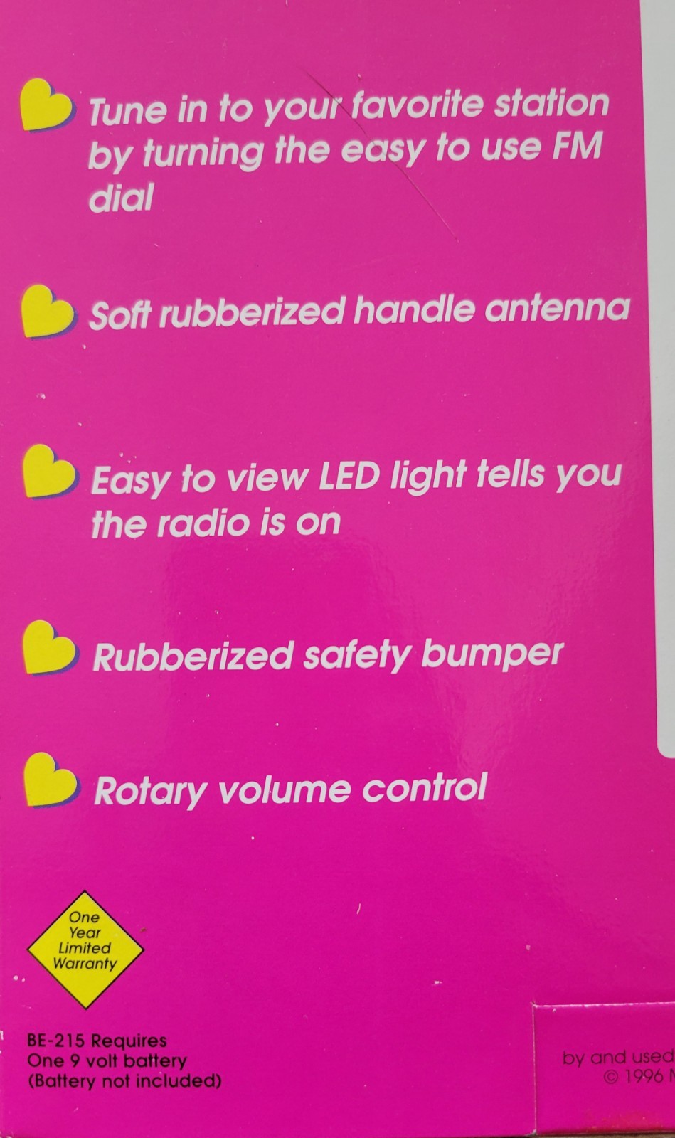 Vintage 1996 Pink Box Barbie Portable FM Radio with Handle Antenna NRFB NEW