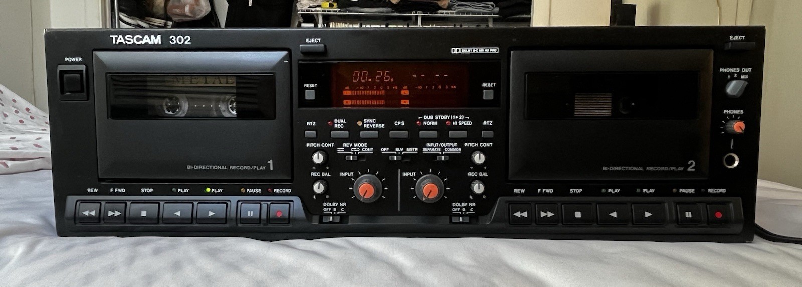Rare Tascam 302 Professional Double Auto-Reverse Cassette Deck Serviced