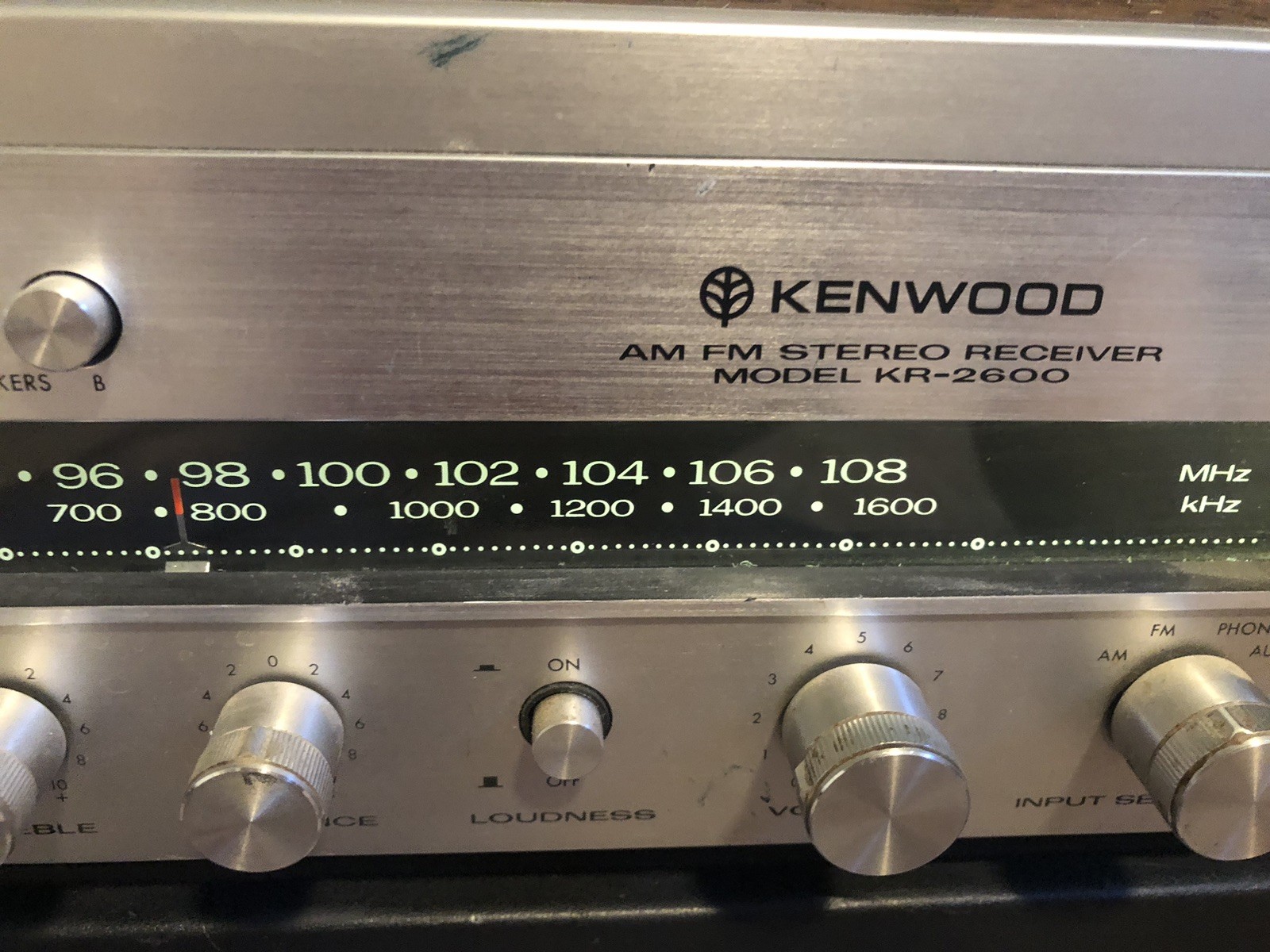 Vintage Kenwood AM/FM Stereo Receiver Model KR-2600 Working Except AUX Port