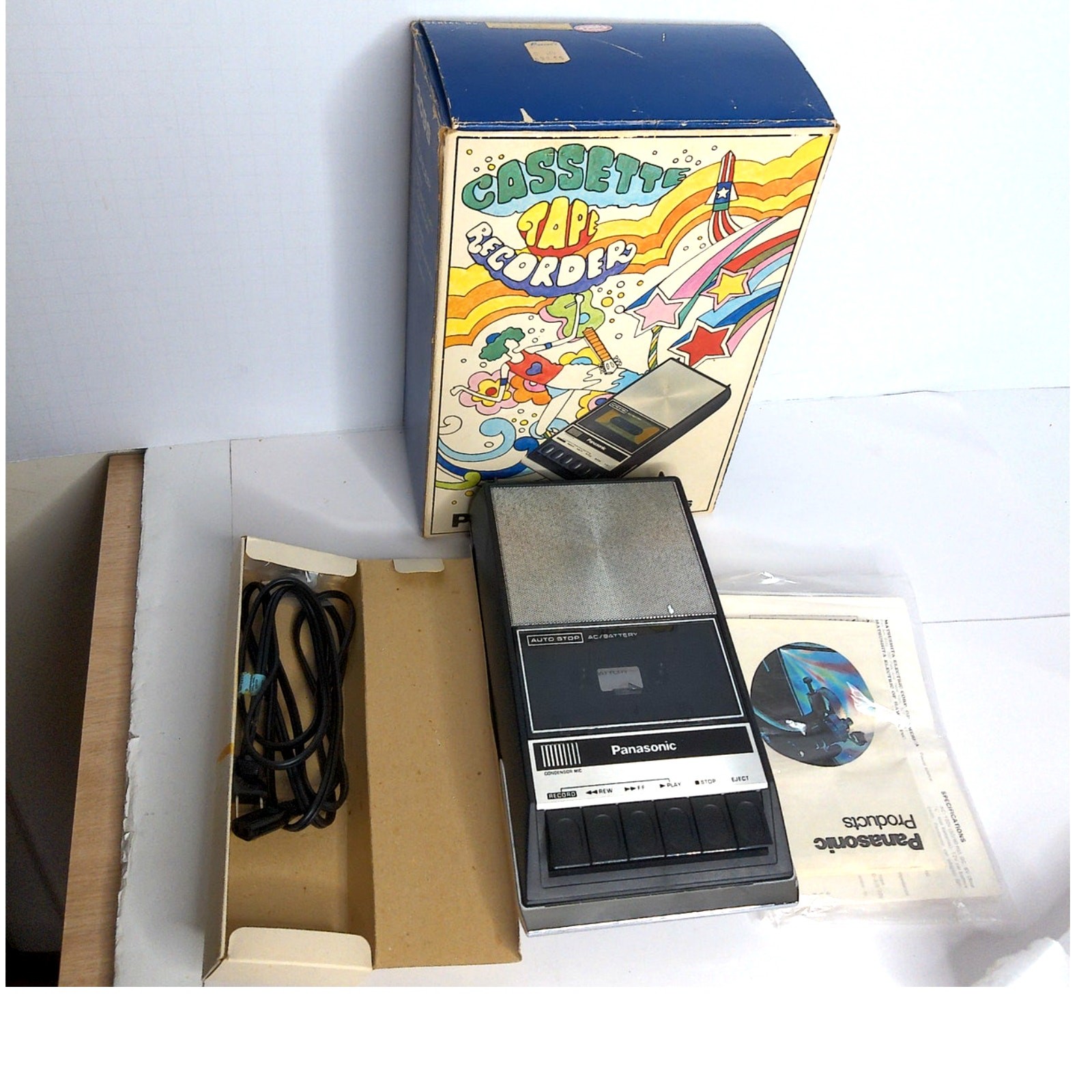 Vintage 1970s Panasonic RQ-309S Cassette Player Original Groovy Psychedelic Box