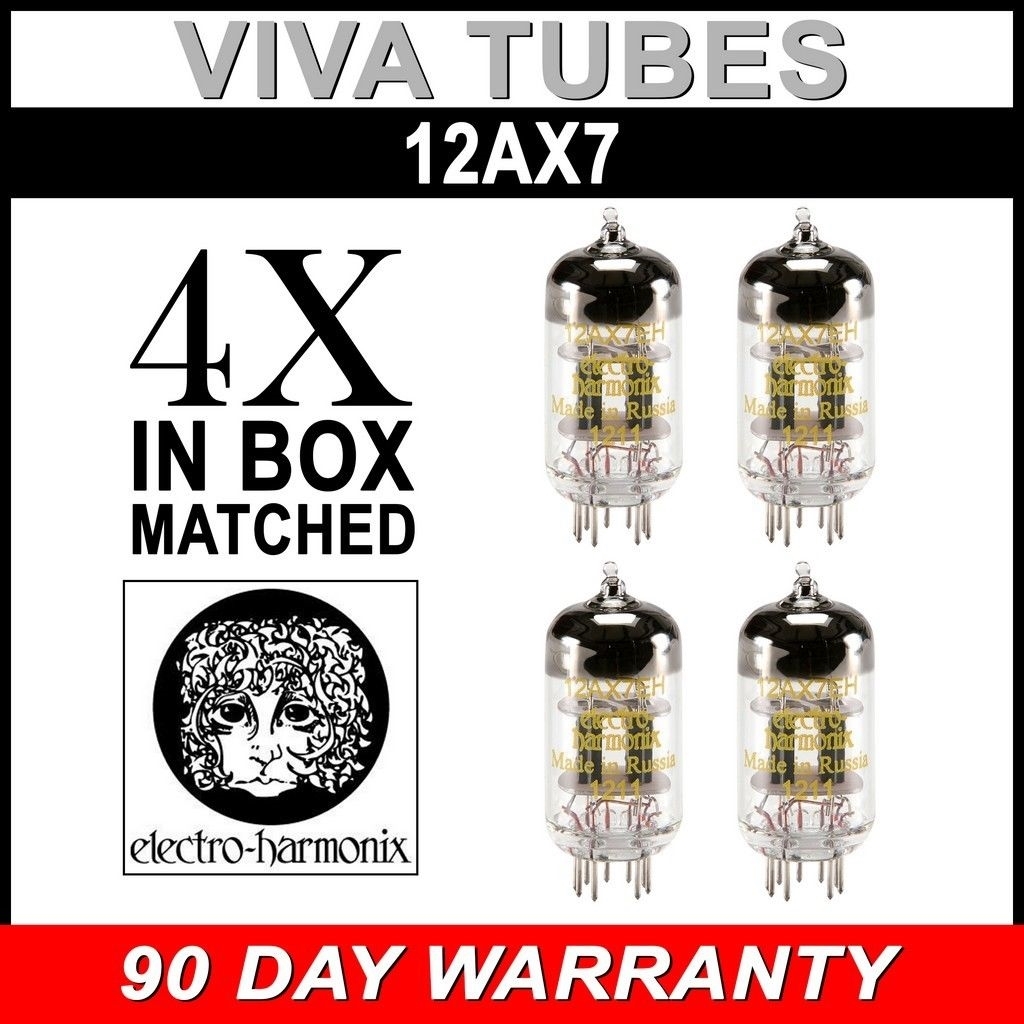 Brand New In Box Gain Matched Quad (4) Electro-Harmonix 12AX7 Vacuum Tubes