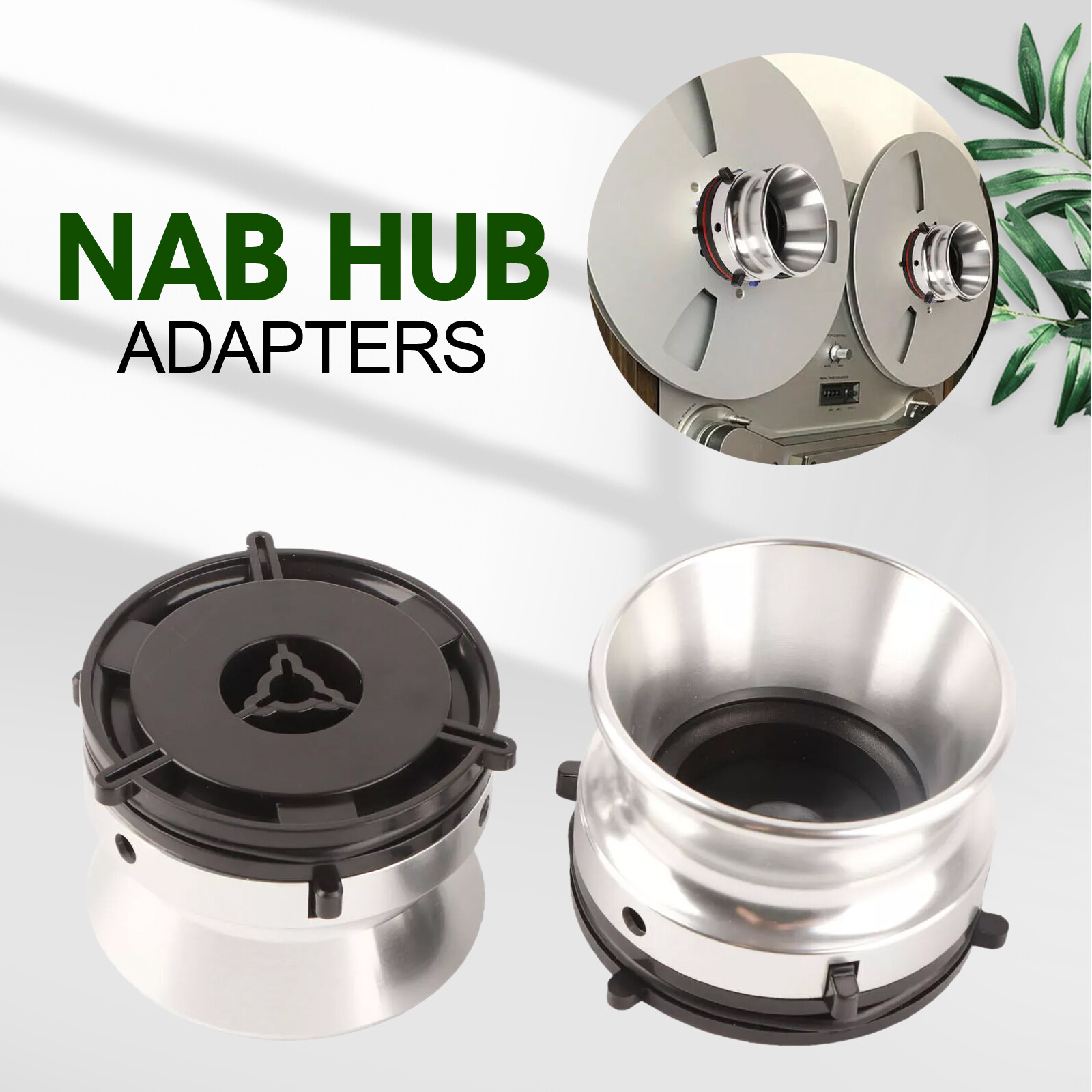 2pc Professional Polished Aluminum Reel To Reel Tape Ope NAB Hub Adapters Silver