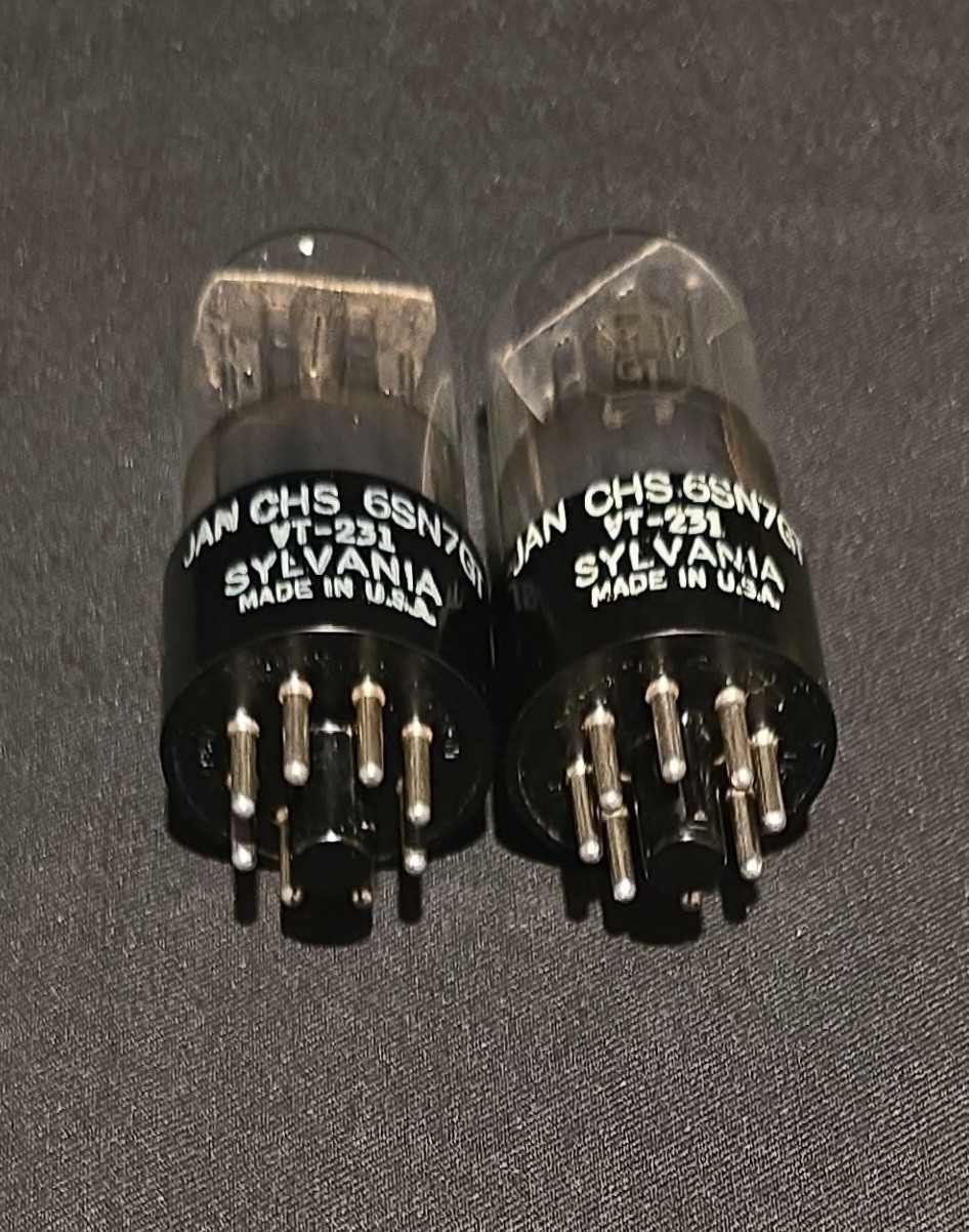 SYLVANIA 6SN7 GT VT-231 TUBE JAN CHS 1940s TOUGH DOG WHITE LABEL MATCHED SET