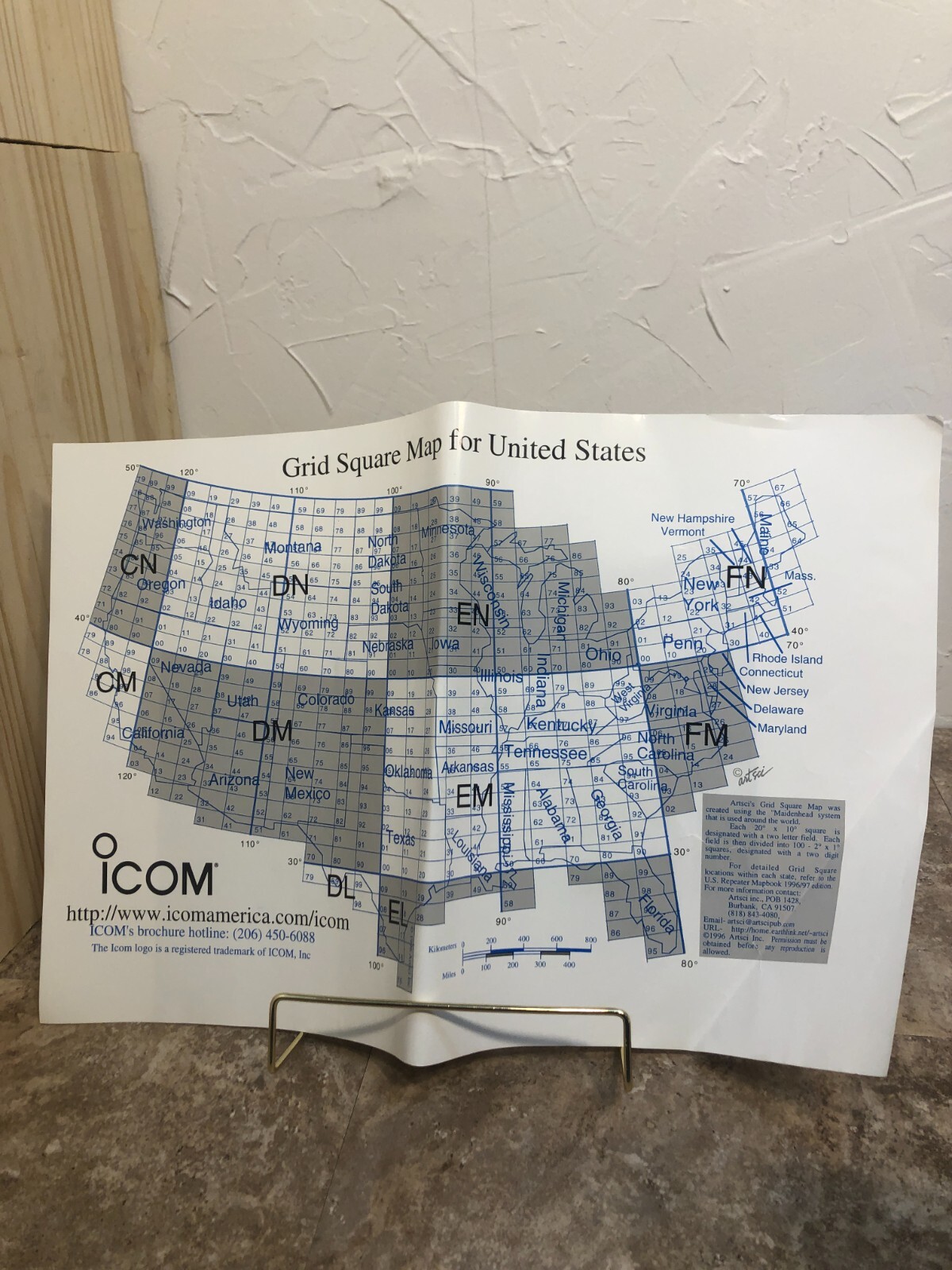 RARE 1996 ARTSCI’S HAM RADIO GRID SQUARE MAP FOR UNITED STATES. 11″ X 17″ POSTER