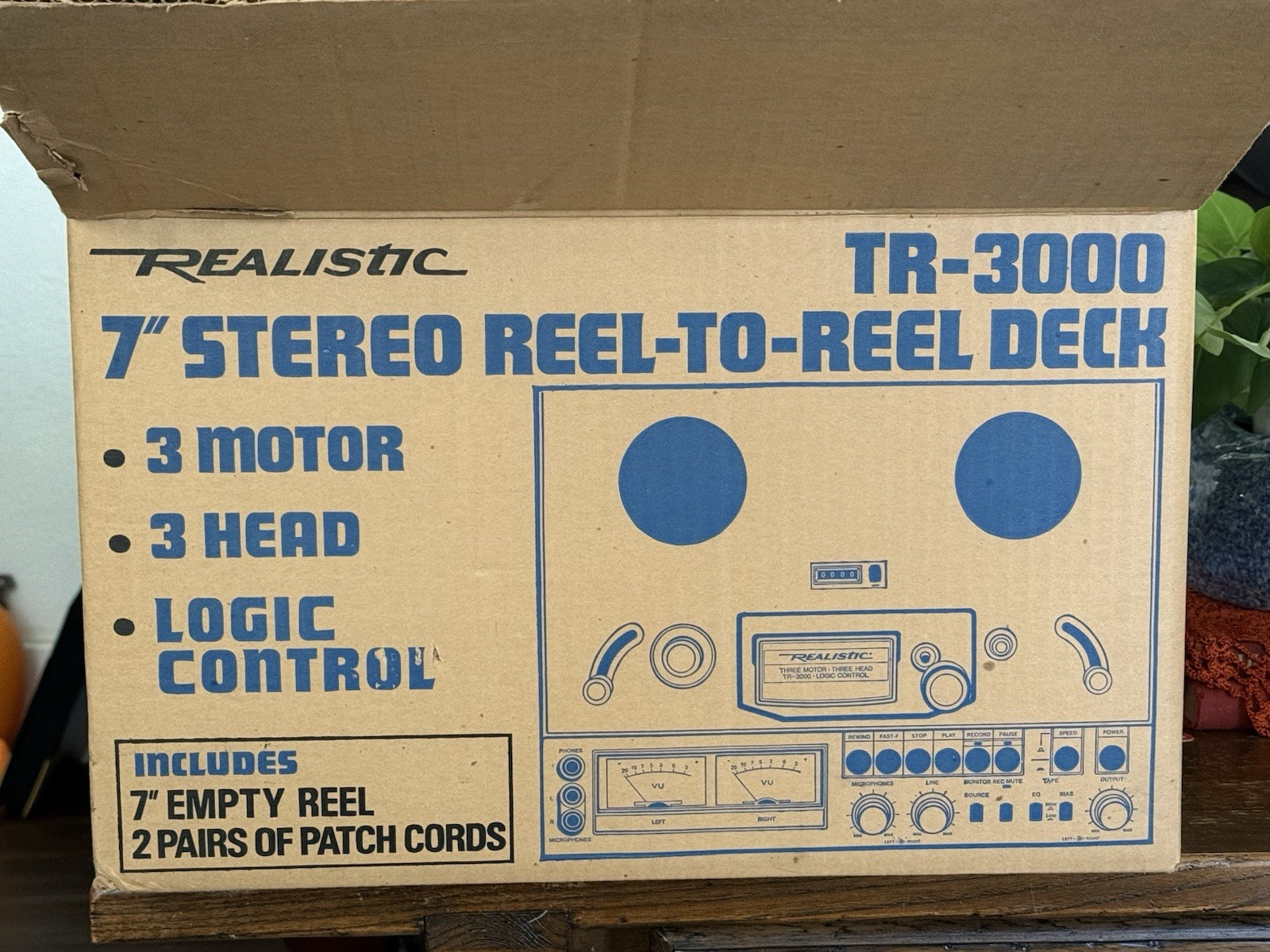 Realistic TR-3000 Three Motor Three Head 7″ Stereo Reel-to-Reel w/ Cord NO REELS