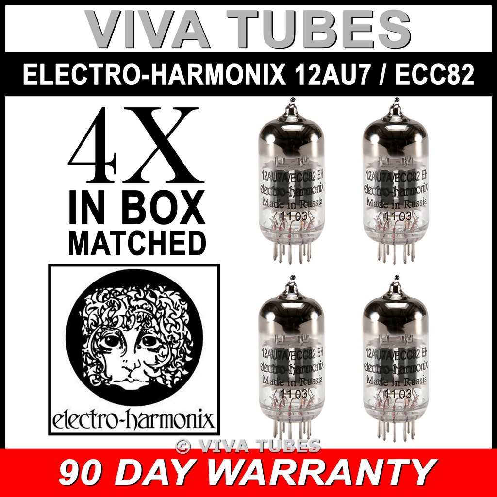 Brand New In box Gain Matched Quad (4) Electro-Harmonix 12AU7 ECC82 Vacuum Tubes