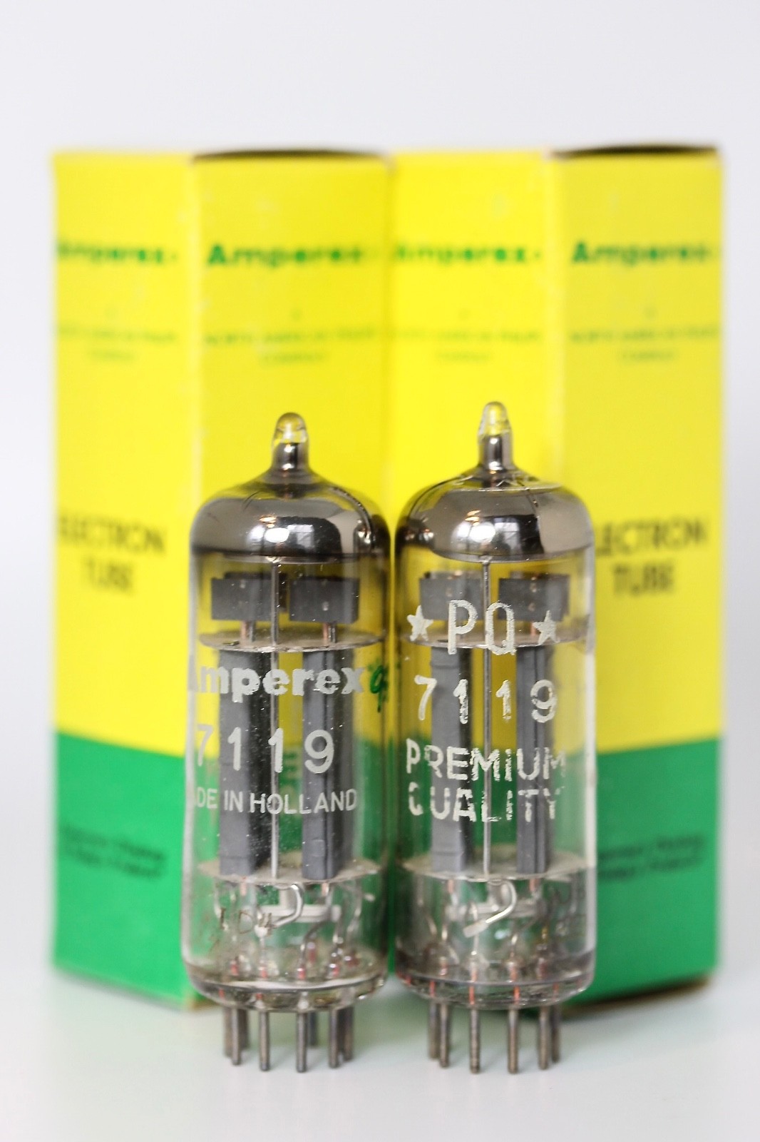 E182CC 7119 NOS PHILIPS AMPEREX HOLLAND MIRROR-MATCHED-PAIR TUBES MUSEUM TESTED!