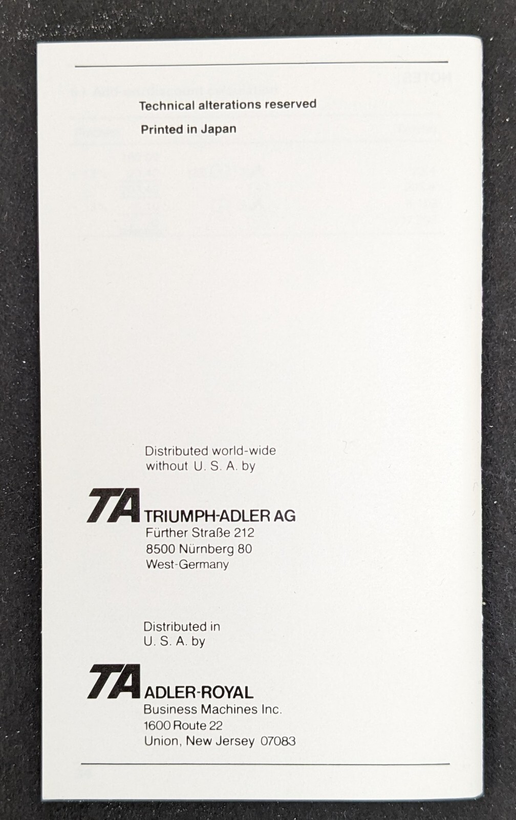 TA Triumph Adler Concorde 2 Operating Instructions