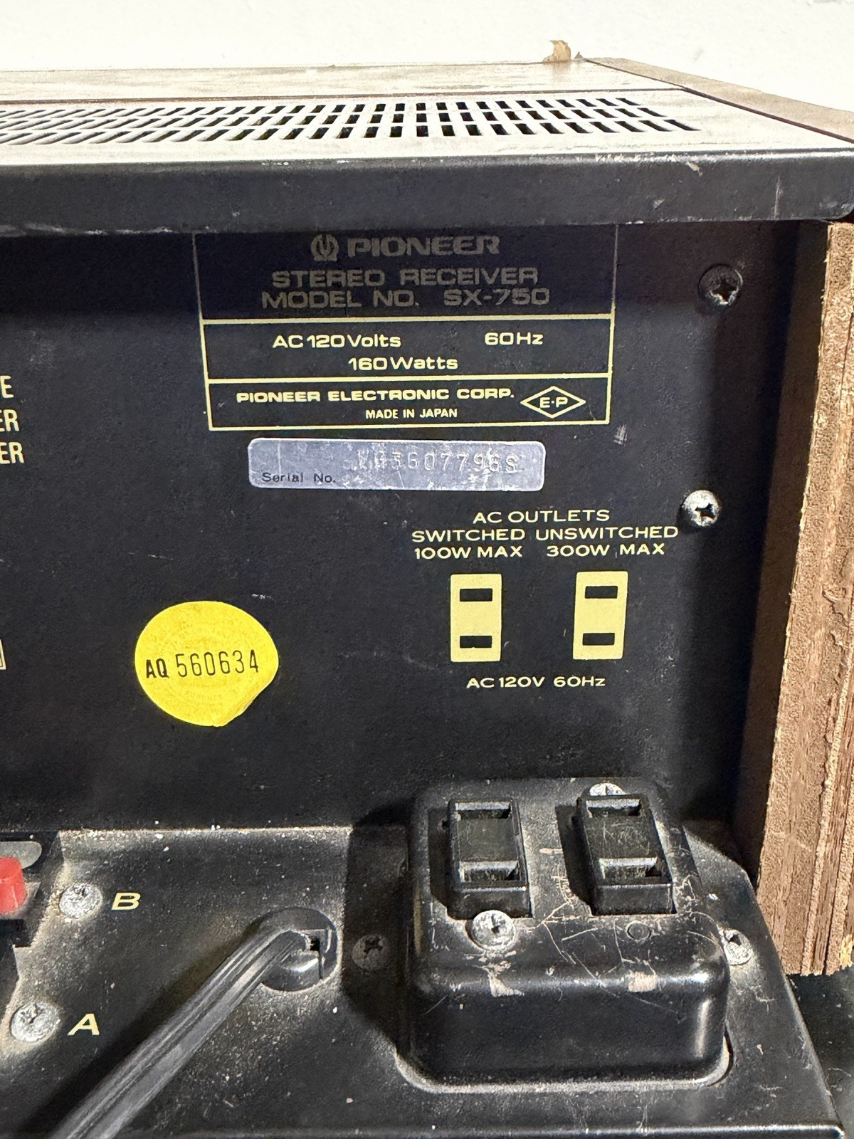 Pioneer SX-750 Vintage Stereo Receiver Tested Working Unit Rough Condition