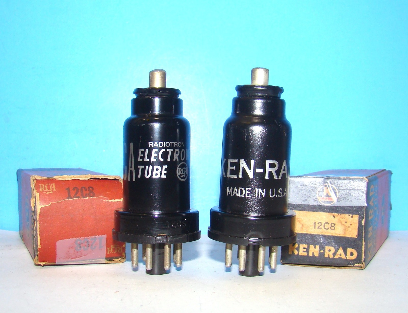 12C8 NOS radio audio amplifier metal vintage vacuum tubes 2 valves tested 12C8