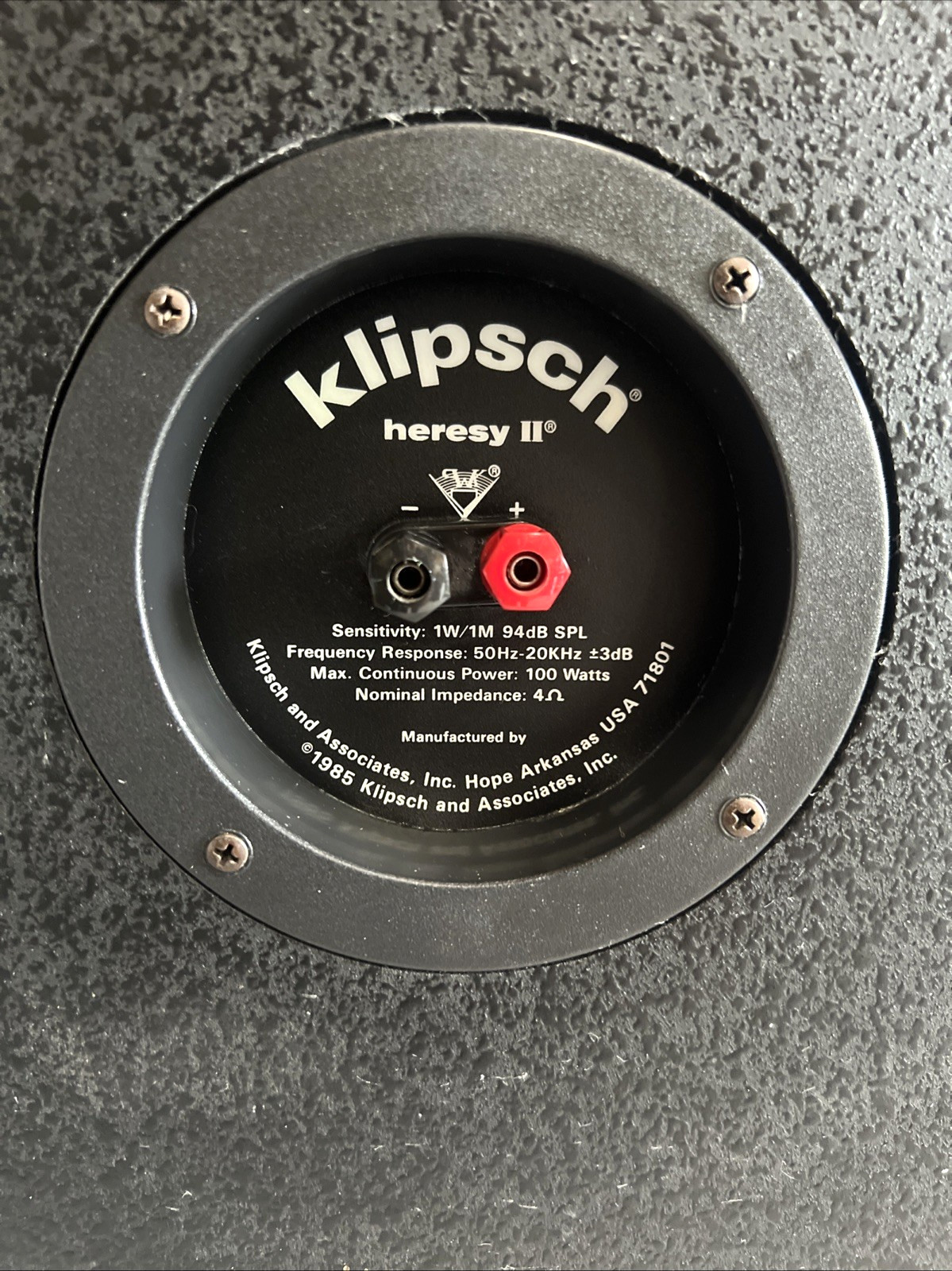 Vintage Pair of Klipsch Heresy II Loud Speaker System 4 ohm 94db RARE Tested!