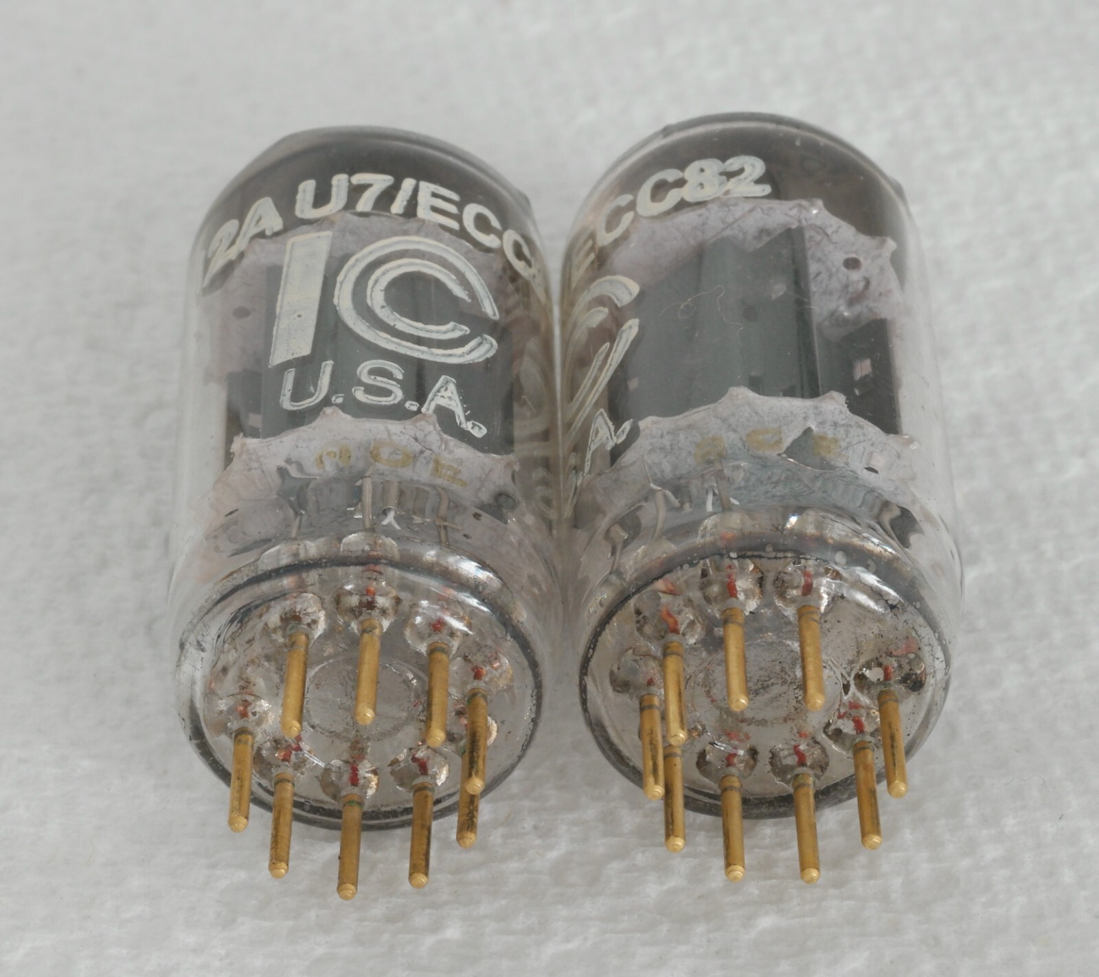 Pair of Rare ICC 12AU7/ECC82 Vacuum Tubes : Gold Pin/Same Date Code