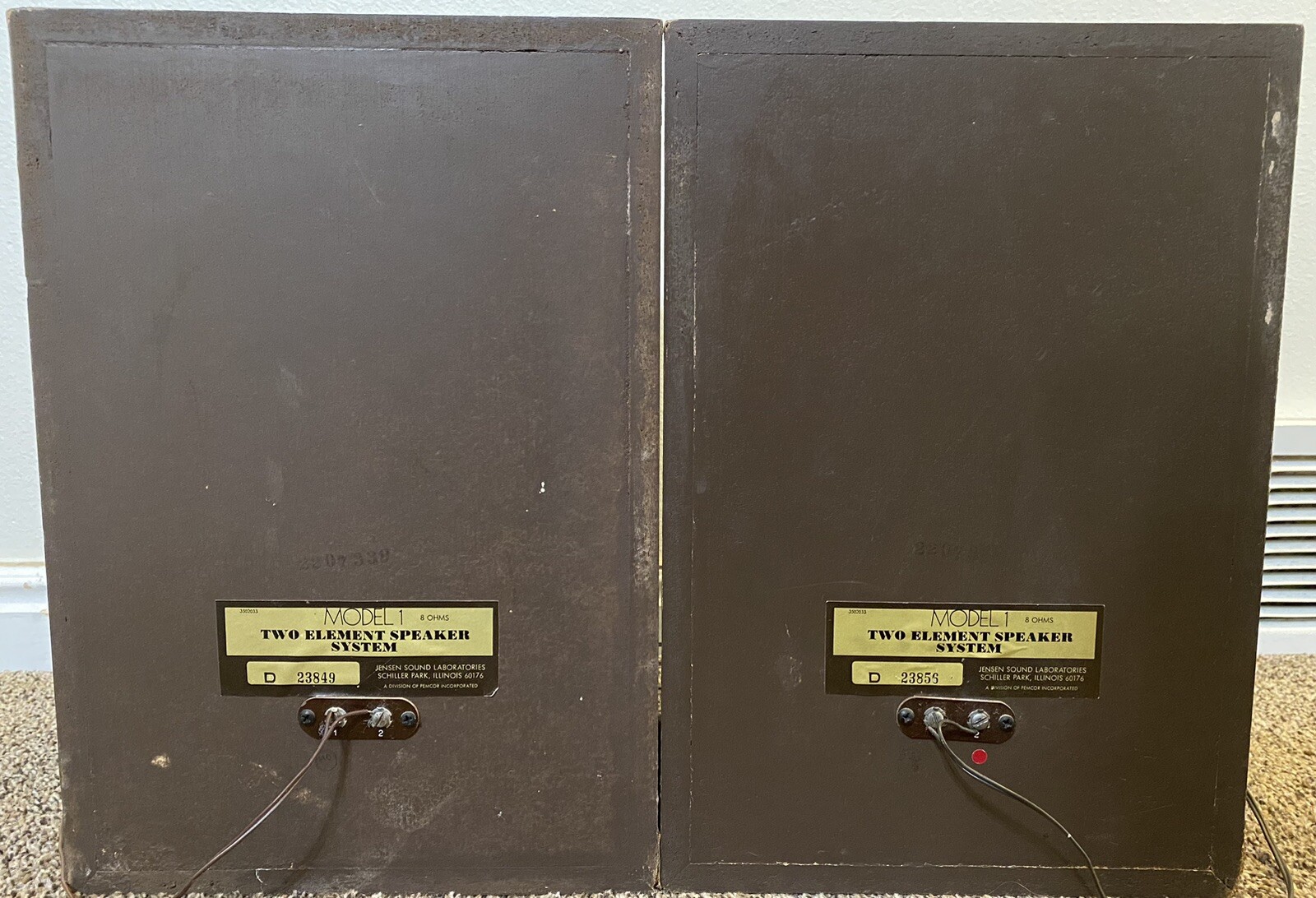 Vintage Jensen Model 1 Two Element Speaker System 8 Ohms Tested & Working
