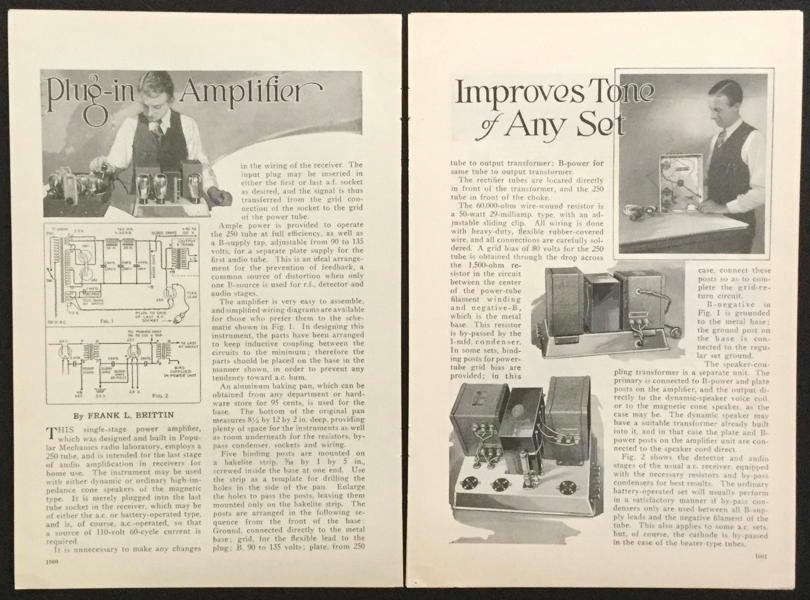 Tube powered Amp 1930 HowTo Build Plans single-stage power amplifier