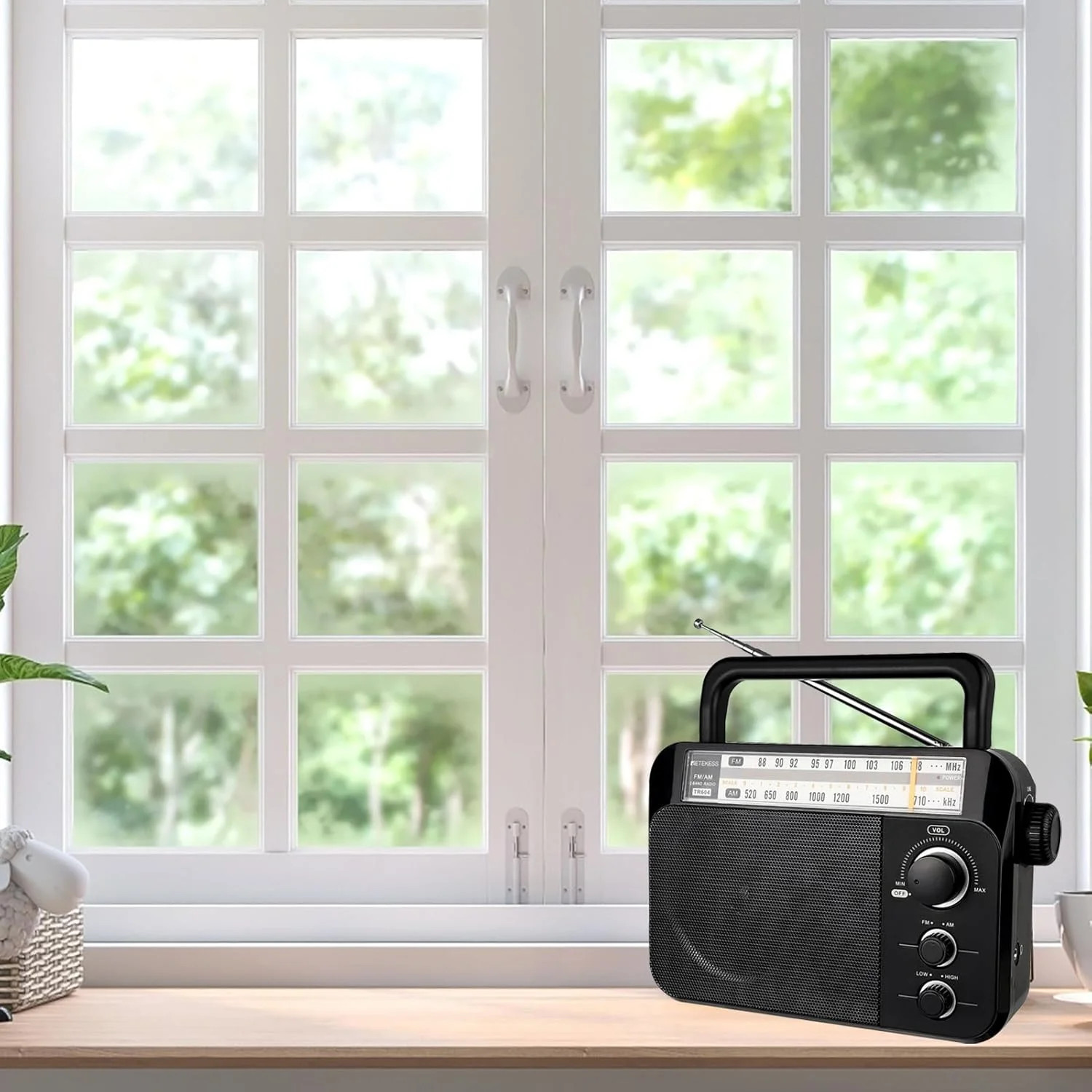 Retekess TR604 AM FM Radio,Portable Radio Plug in Wall,D Battery Operated,Large