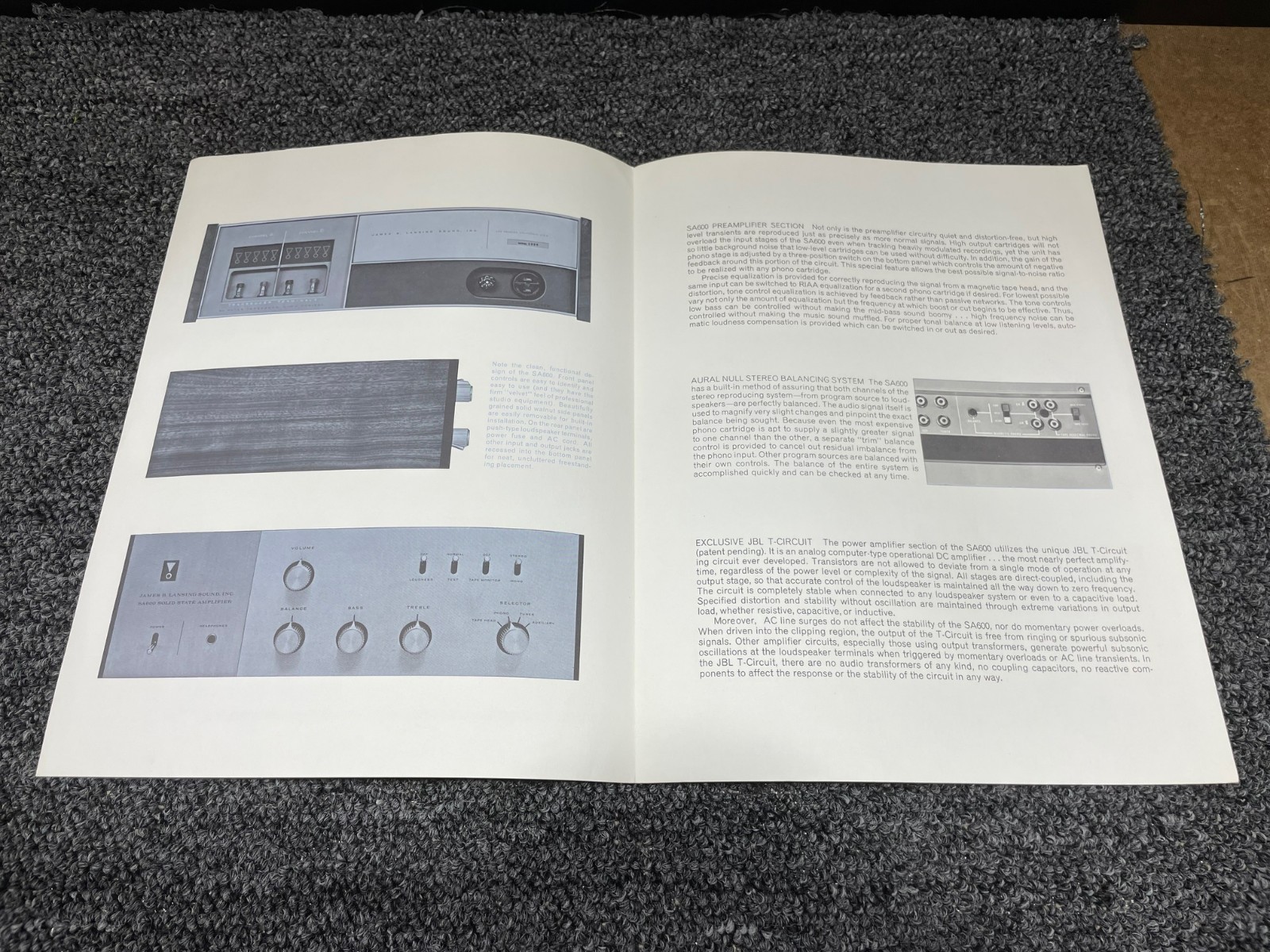 JBL SA-600 Performance & Operation Manual, Brochure Publication, Schematic, More