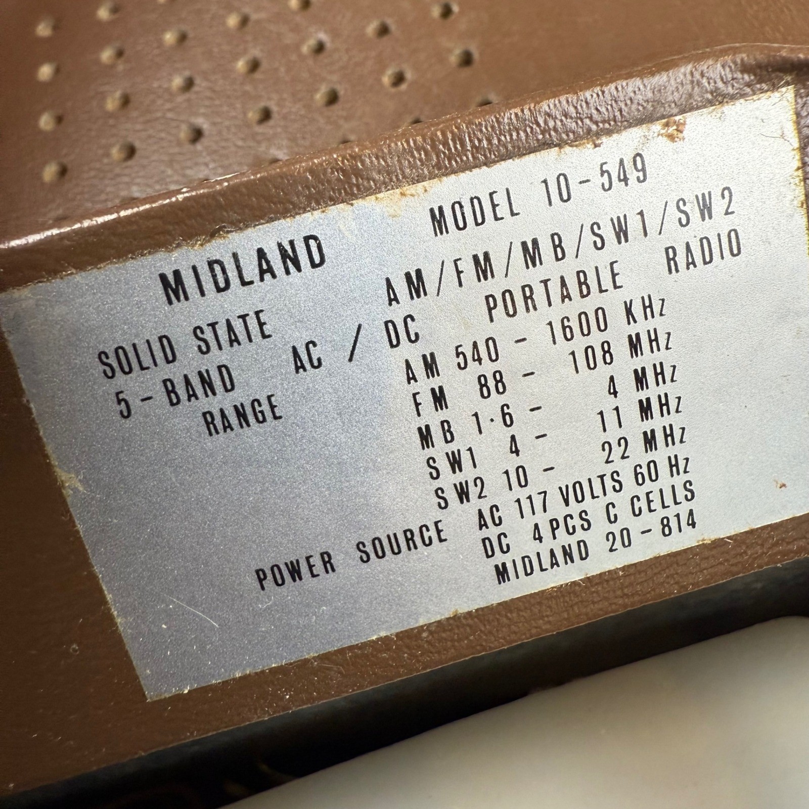 Midland International Sportmate 10-549 5-Band Portable Radio AM FM SW MB Japan