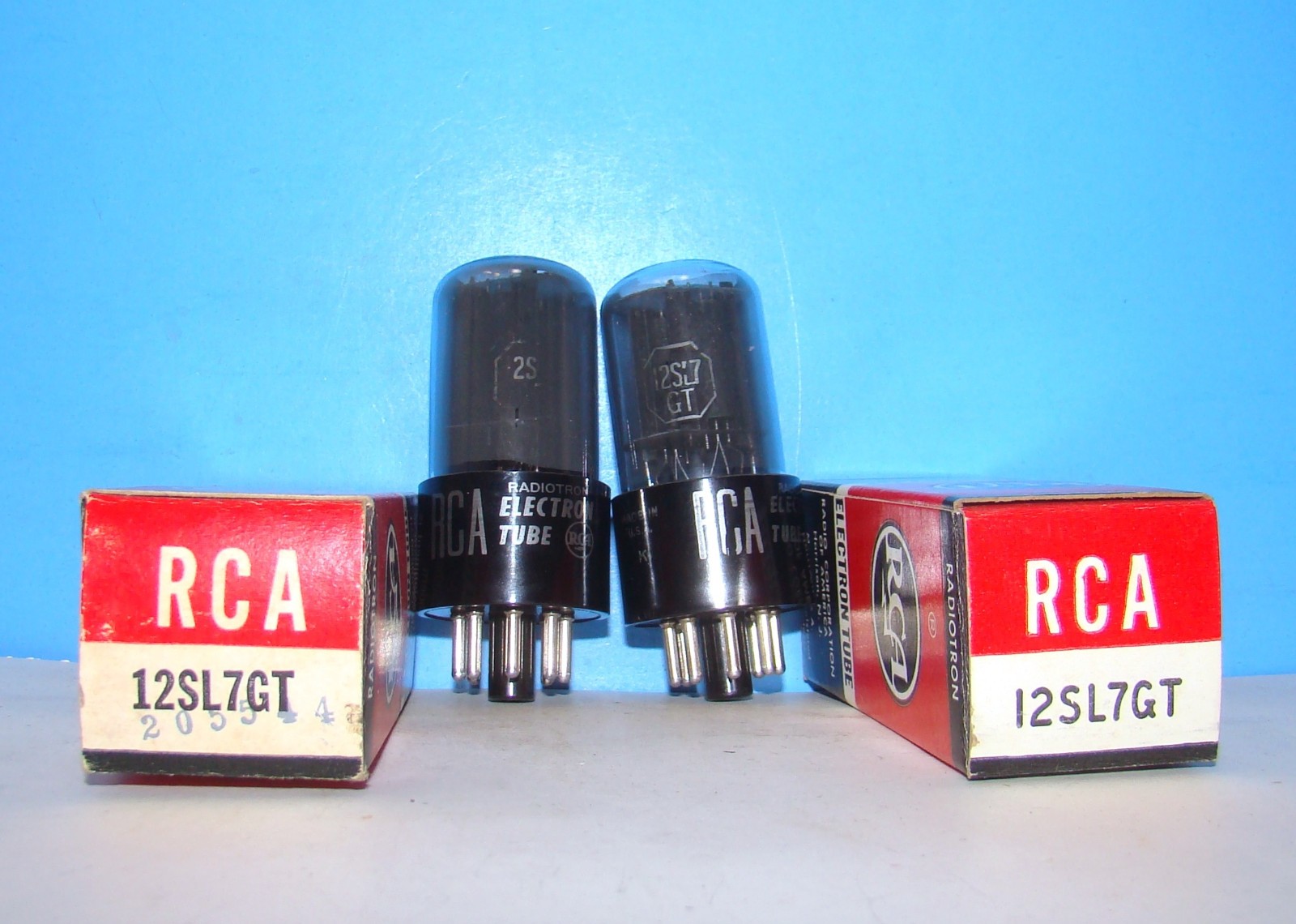 12SL7GT NOS RCA 1950 radio audio amplifier vacuum tubes 2 valves tested VT-289