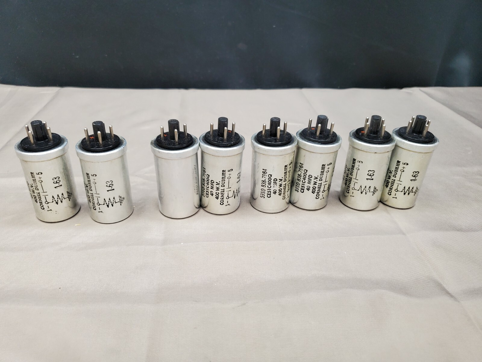 2 NOS Vintage Cornell Dubilier Can Capacitor 40 MFD 400 WV #CE51 C400Q