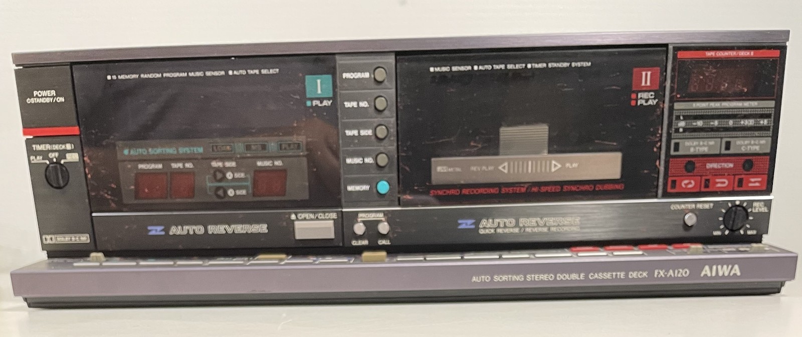 Aiwa FX-A120U Dual Cassette Decks auto Sorting 5 tape cartridges