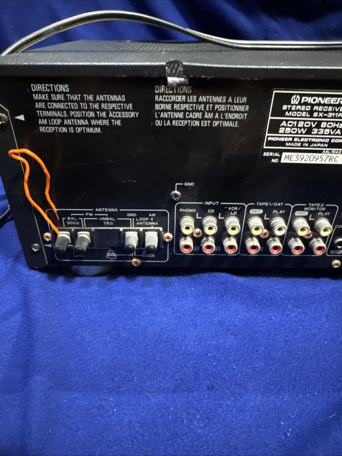 Pioneer Stereo Receiver FM/AM Model SX-311R