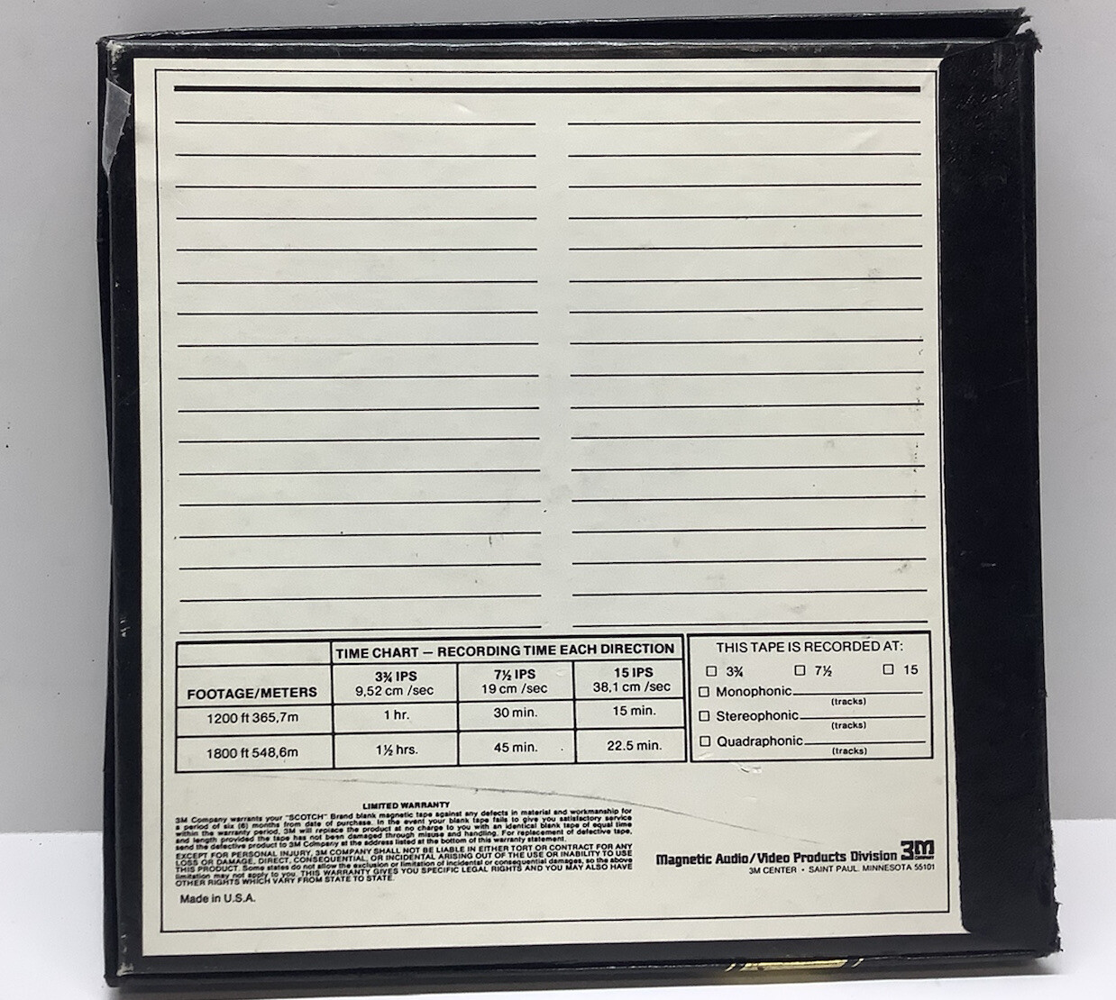 Scotch 207 Premium Quality Recording 7″ Reel to Reel Tape 1800 ft. / 7R-1800