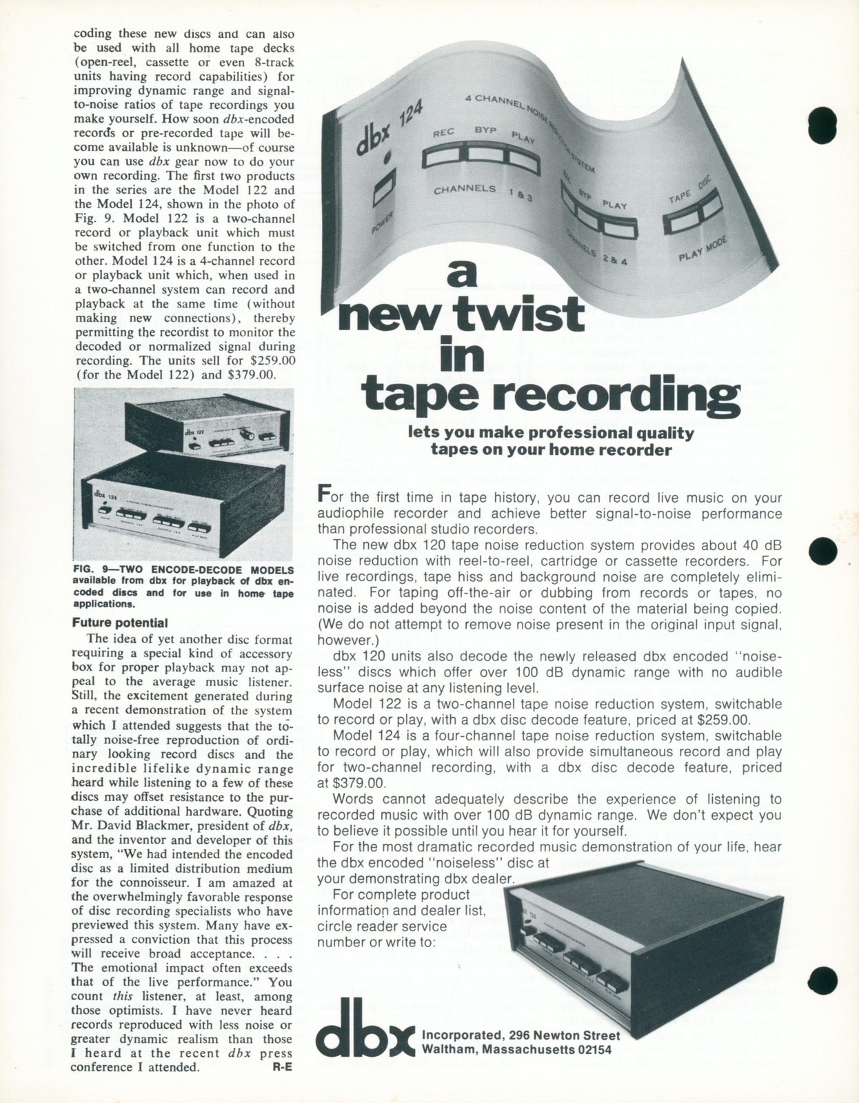 1973 dbx Record LP Noise Reduction Audiophile Synthesizer Dealer Brochure Lot