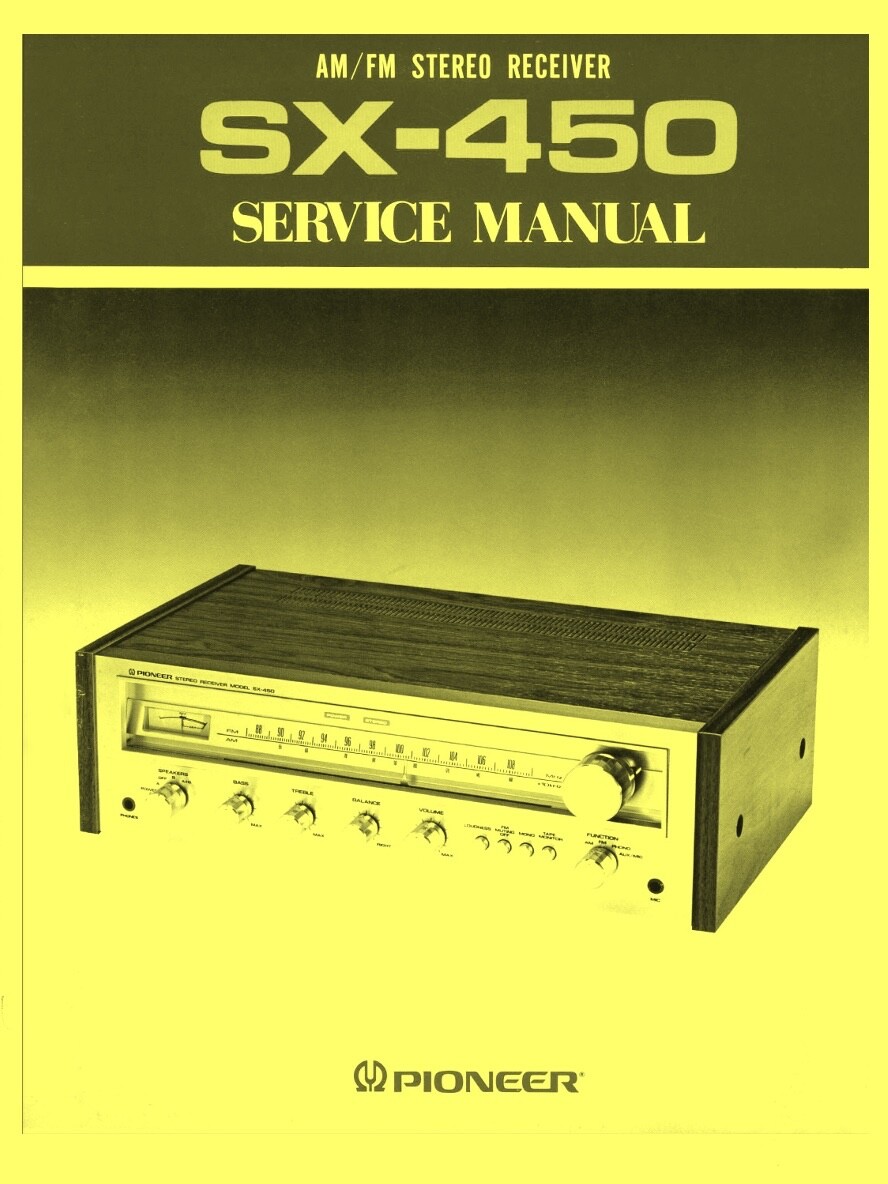 Pioneer SX-450 Stereo Receiver OWNER’S MANUAL and SERVICE MANUAL