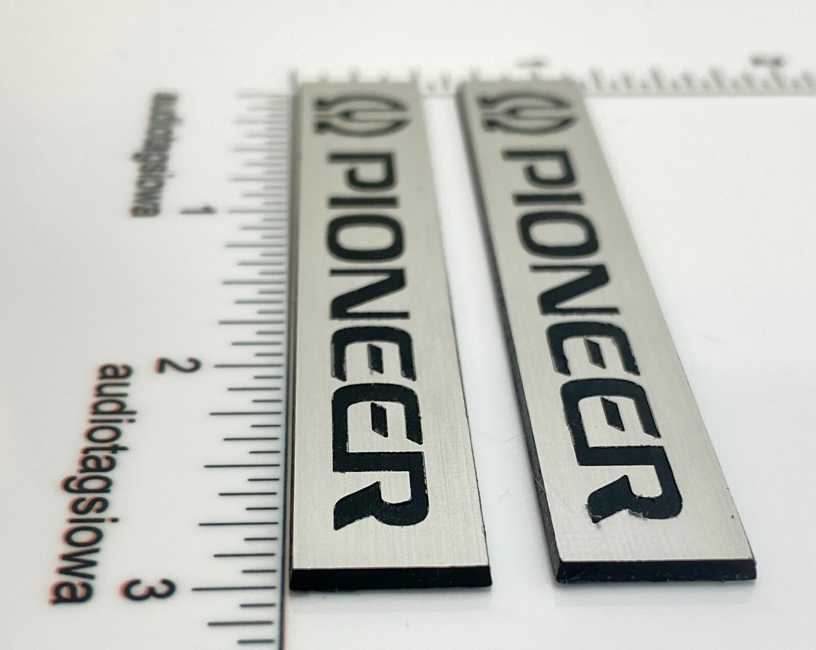 Pioneer Speaker Badge Logo -Custom Made Incised Silver 3 inch 3D PAIR