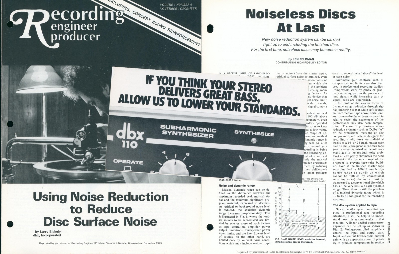 1973 dbx Record LP Noise Reduction Audiophile Synthesizer Dealer Brochure Lot