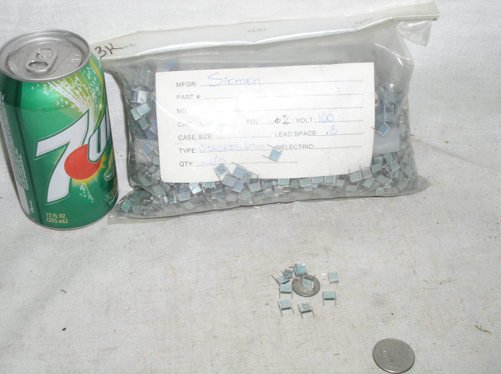 10 SIEMENS SQUARE STACKED METALLIZED FILM CAPACITOR .1UF 100NF 100V 10% 104 USA