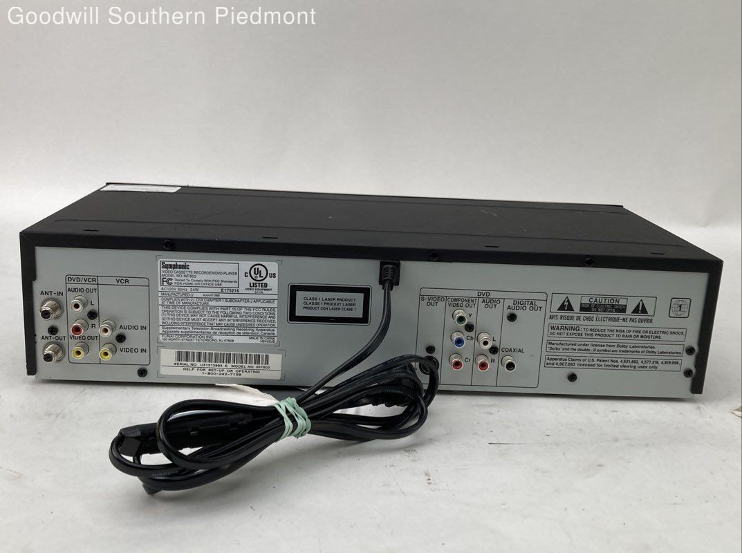 Symphonic WF803 DVD/VCR Combo Recorder/Video Player – Tested