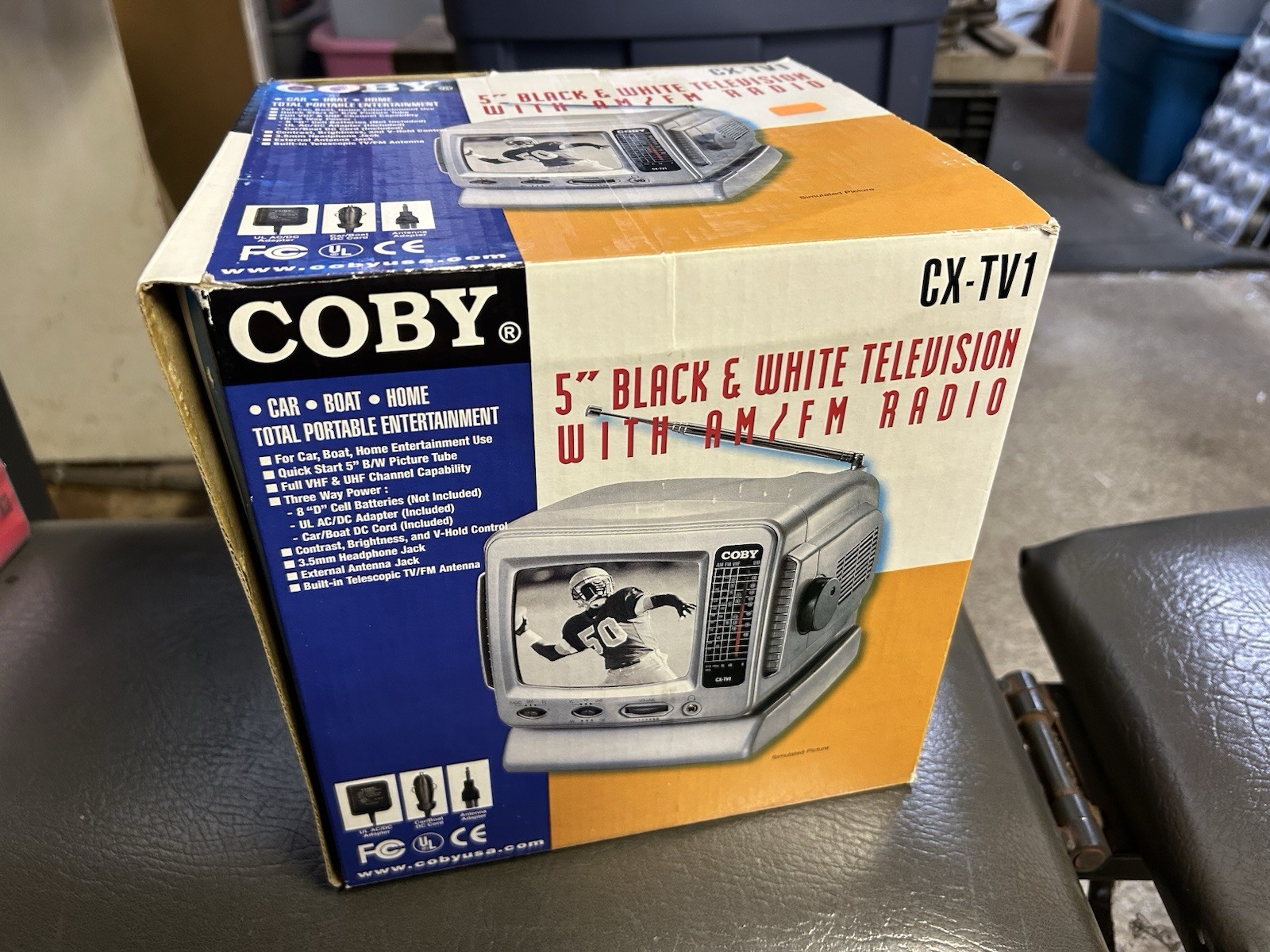 Vtg Coby Black And white Television 5” With AM/FM Radio NEW In Box